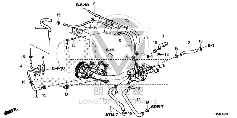 Four-way Water Pipe 19540-5AAA0 195405AAA00 for Honda