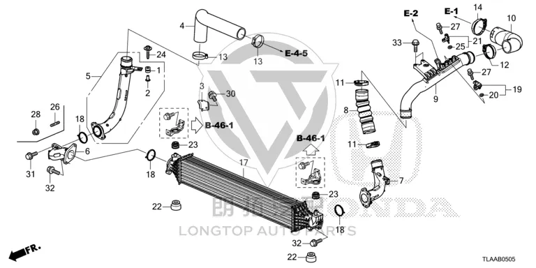 Charge Intercooler Intake Pipe 17282-5PAA0-1 172825PAA01 for Honda