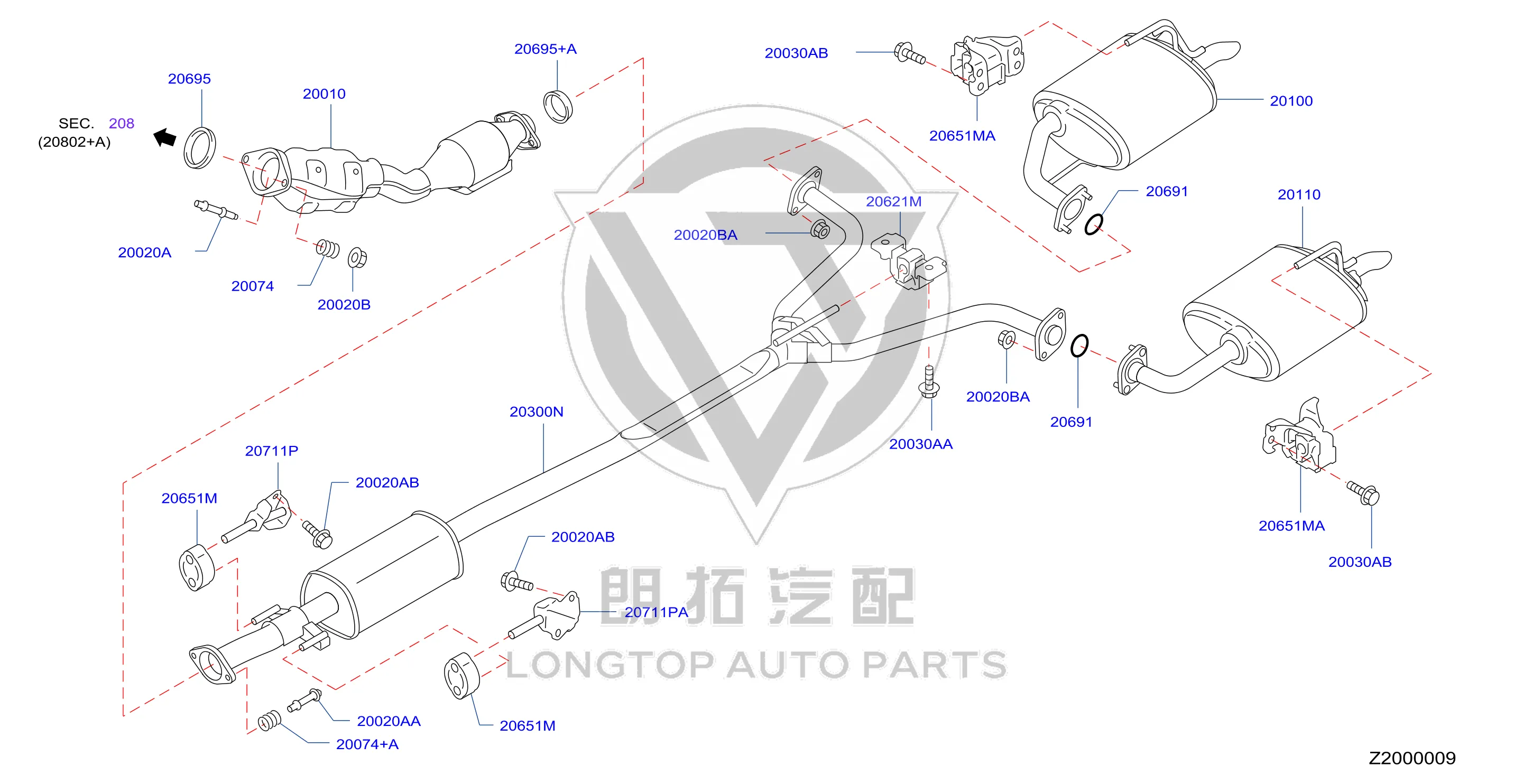 Three-way Catalytic Converter 20010-JN40B 20010JN40B for Nissan