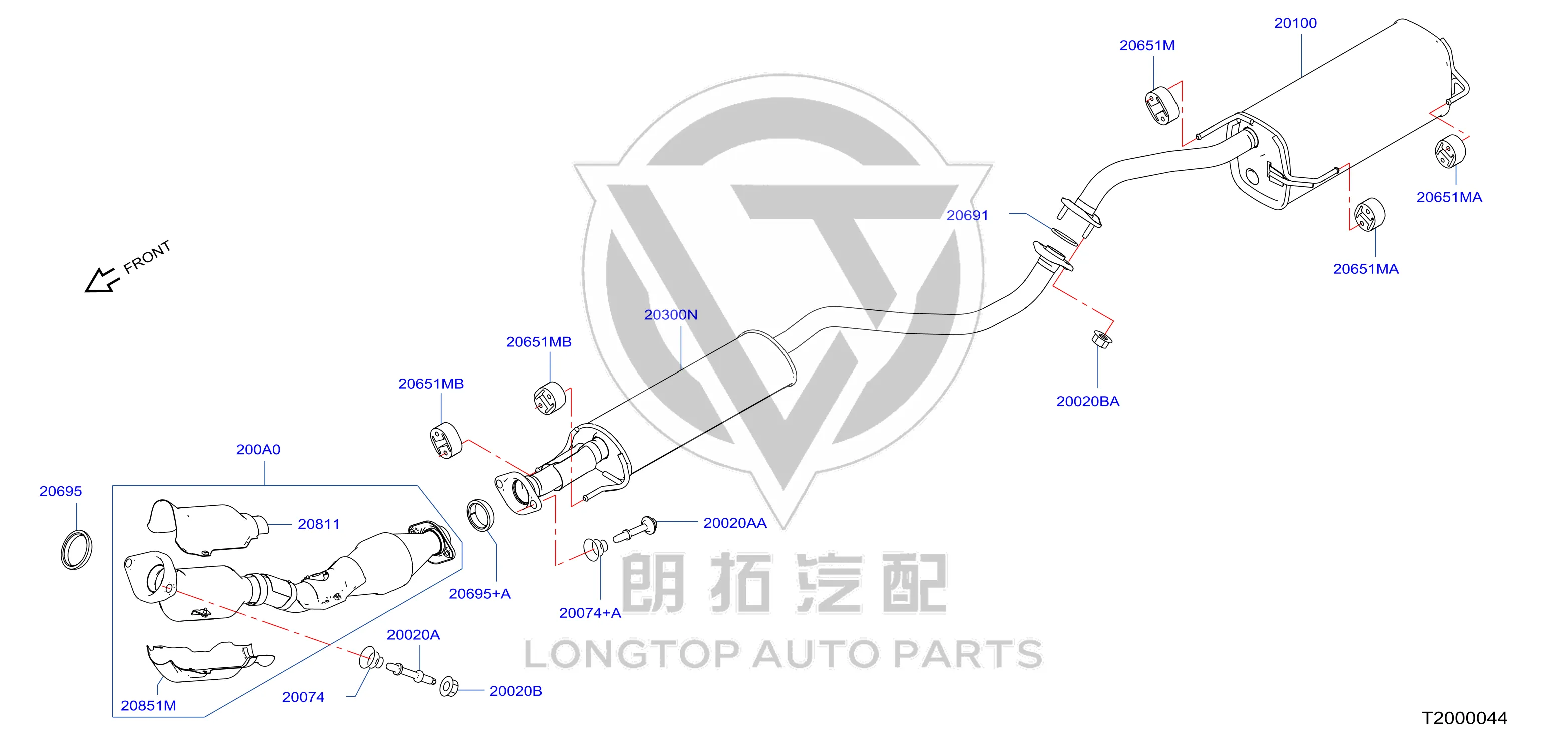 Rear Exhaust Pipe Suspension Bracket 20651-CJ00A 20651CJ00A for Nissan