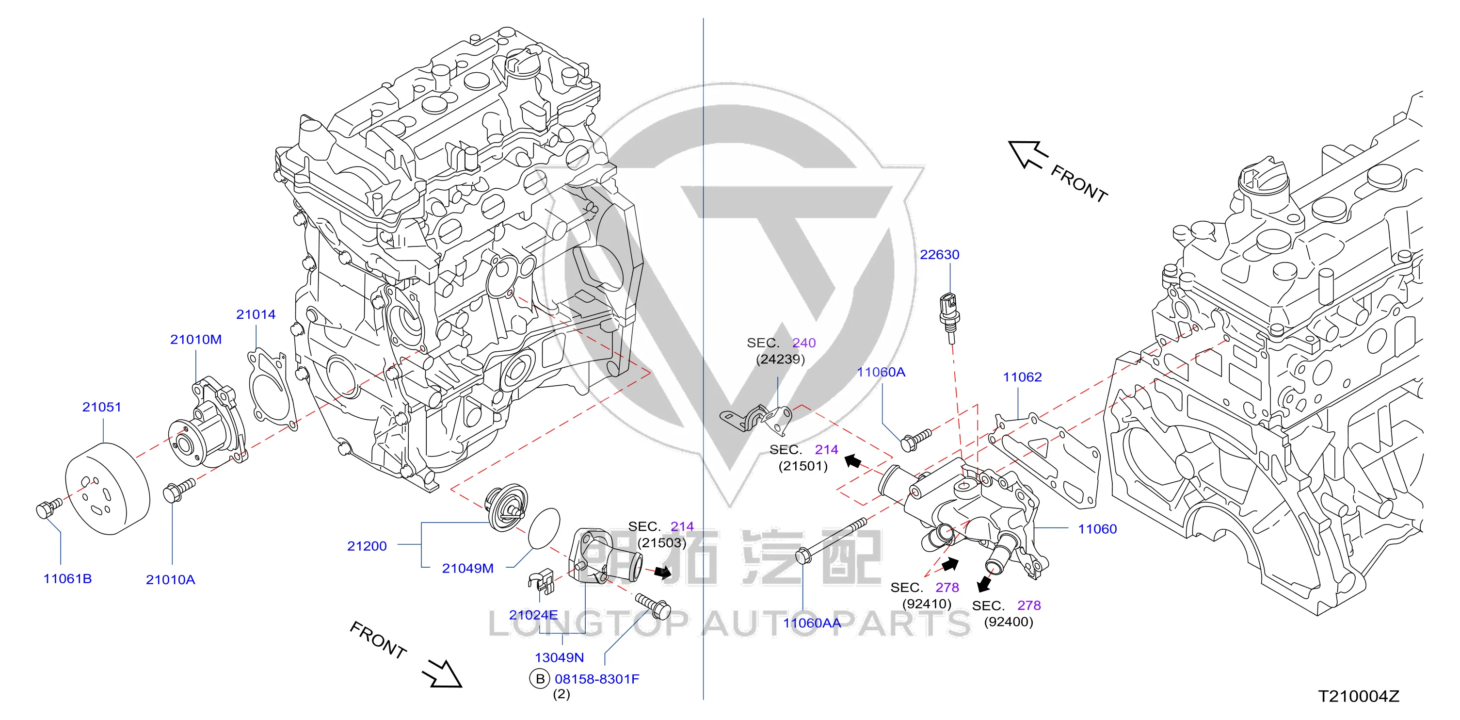 Water Pump 21010-00Q2D 2101000Q2D for Nissan