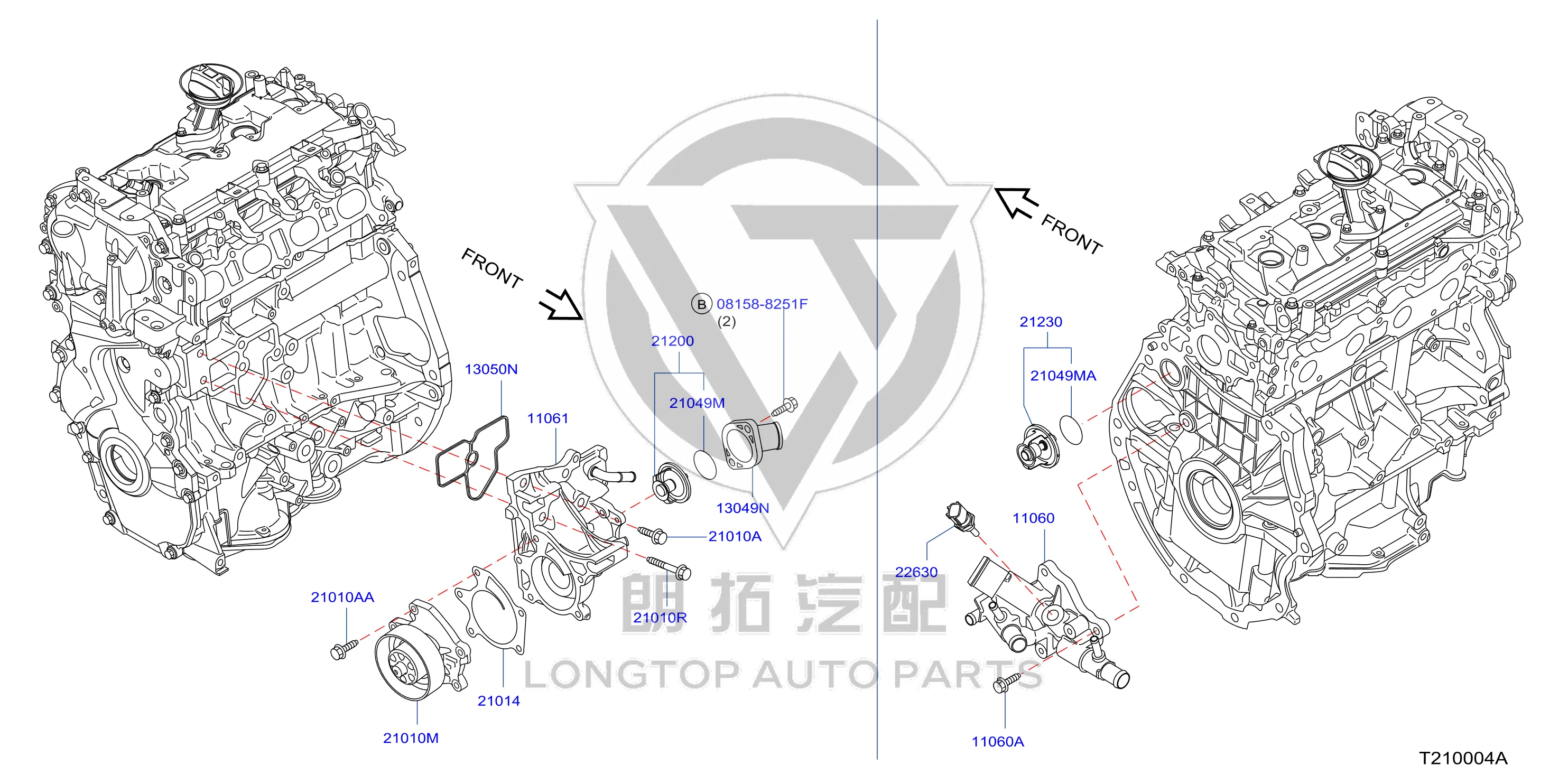 Water Pump 21010-BV80B 21010BV80B for Nissan