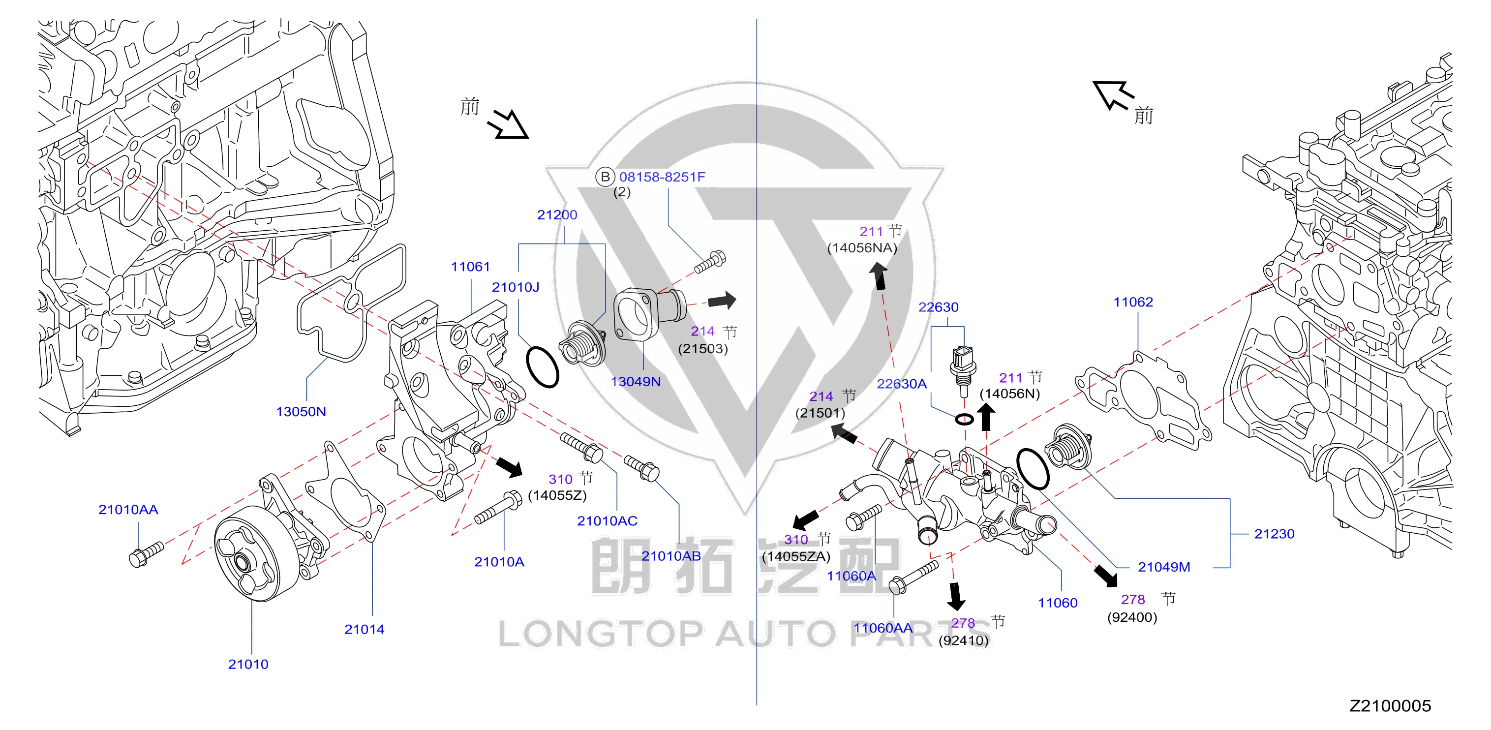 Water Pump 21010-CJ70B 21010CJ70B for Nissan