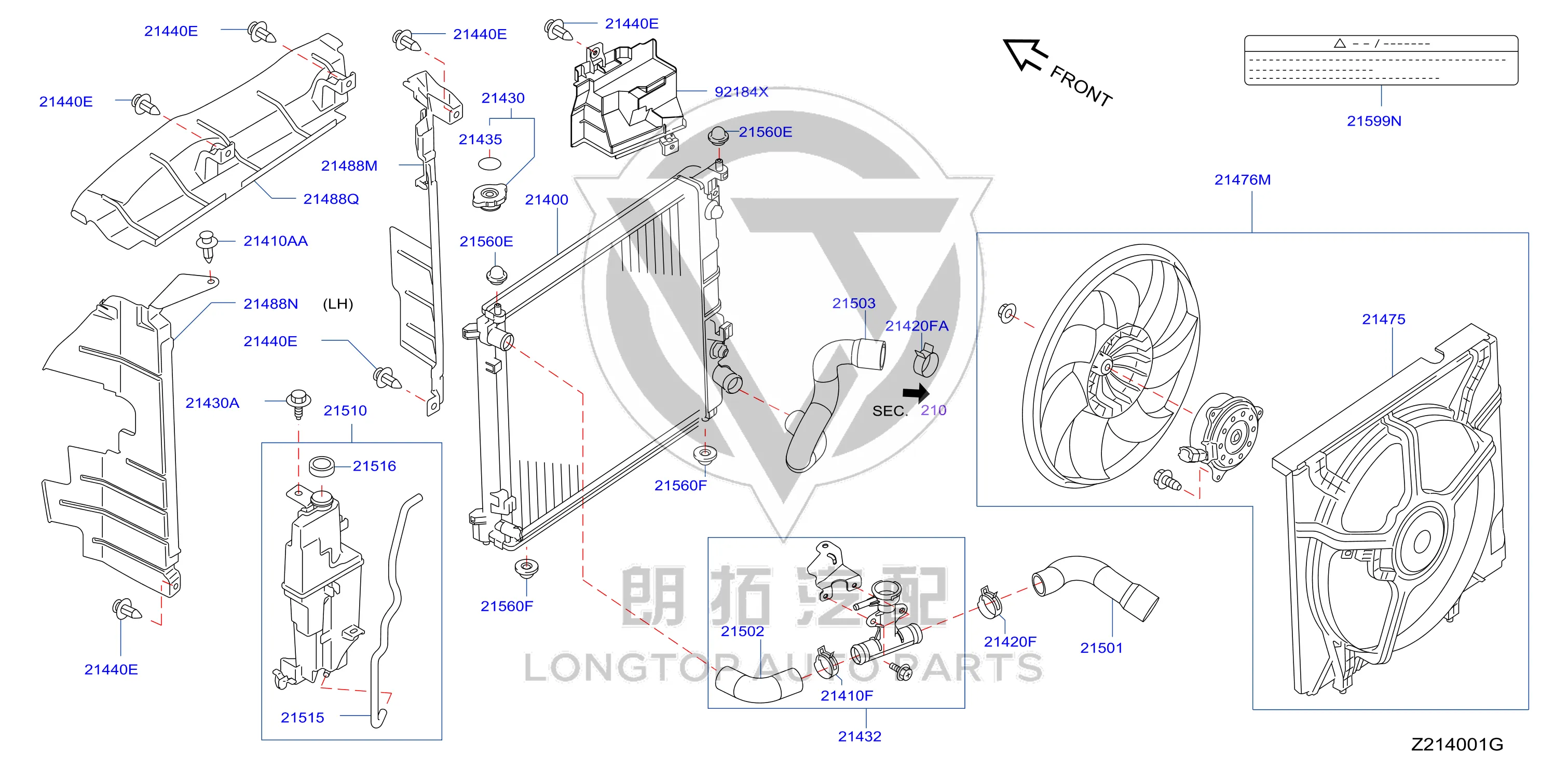 Radiator Electronic Fan Assembly 21481-1HS2A 214811HS2A for Nissan