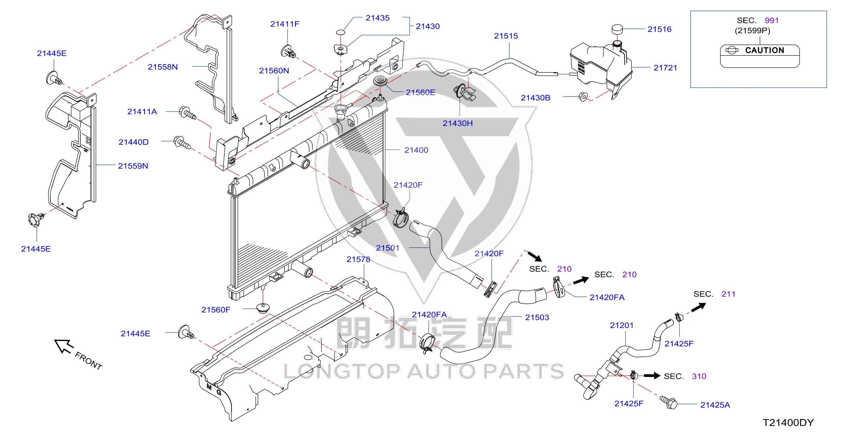 Radiator Frame Bracket 21542-4CL0B 215424CL0B for Nissan