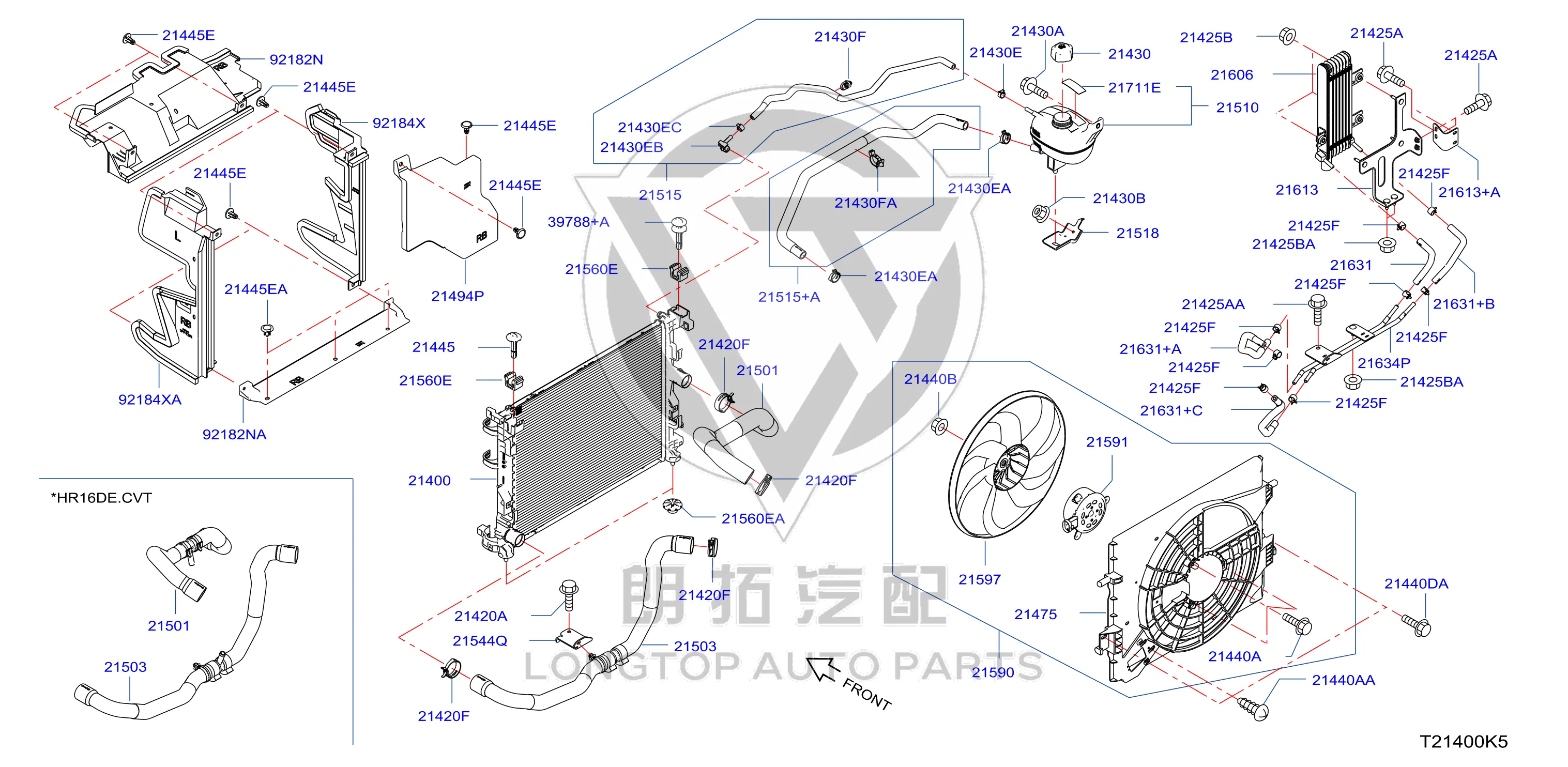 Transmission Oil Cooler 21606-5RC0A 216065RC0A for Nissan