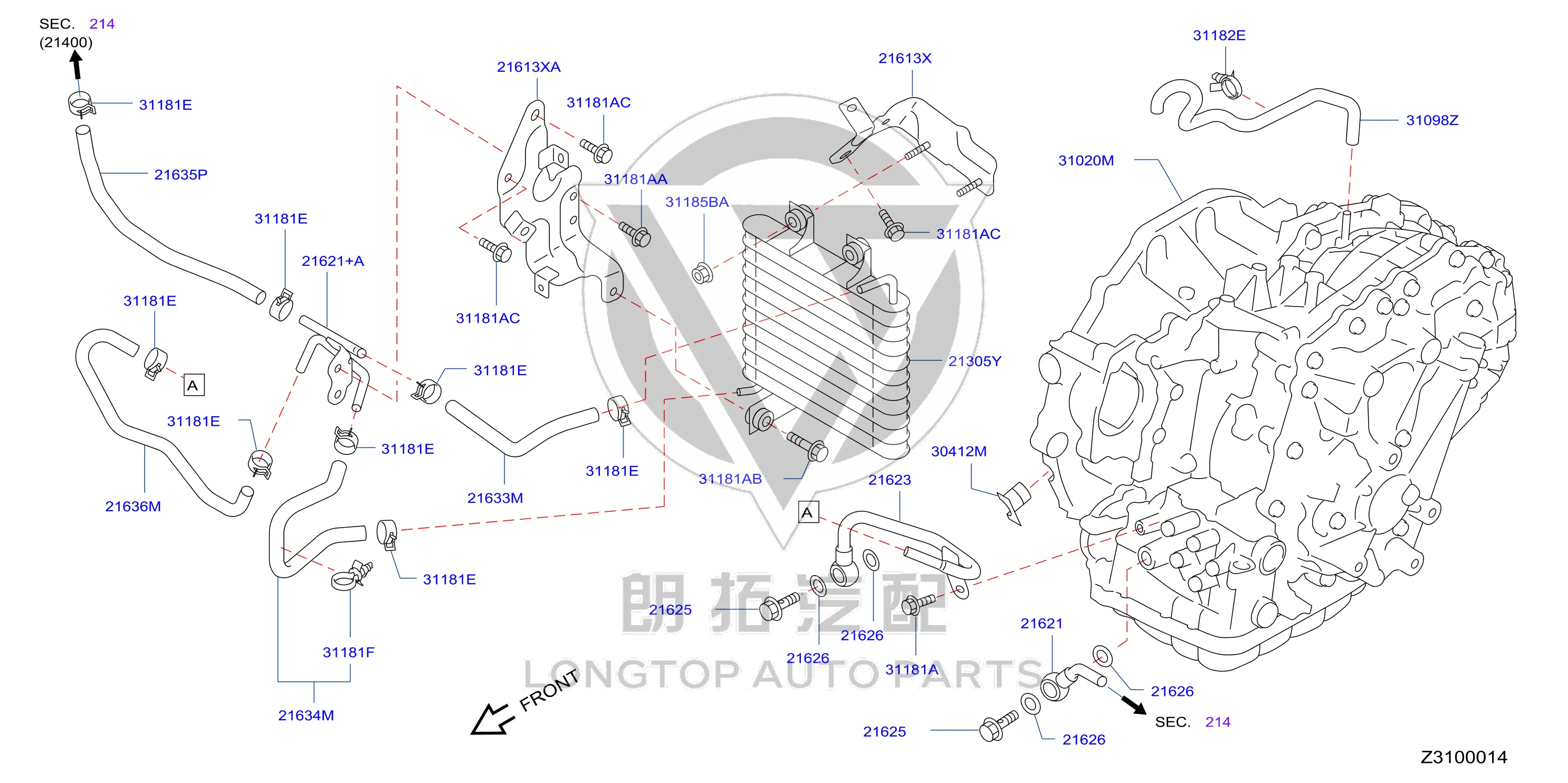 Transmission oil cooler 21606-KA60A 21606KA60A for Nissan