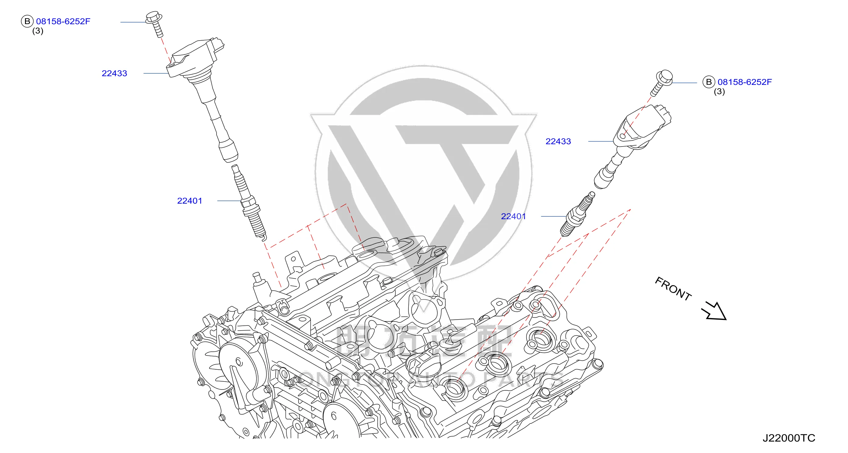 Spark plug 22401-JD01B 22401JD01B for Nissan
