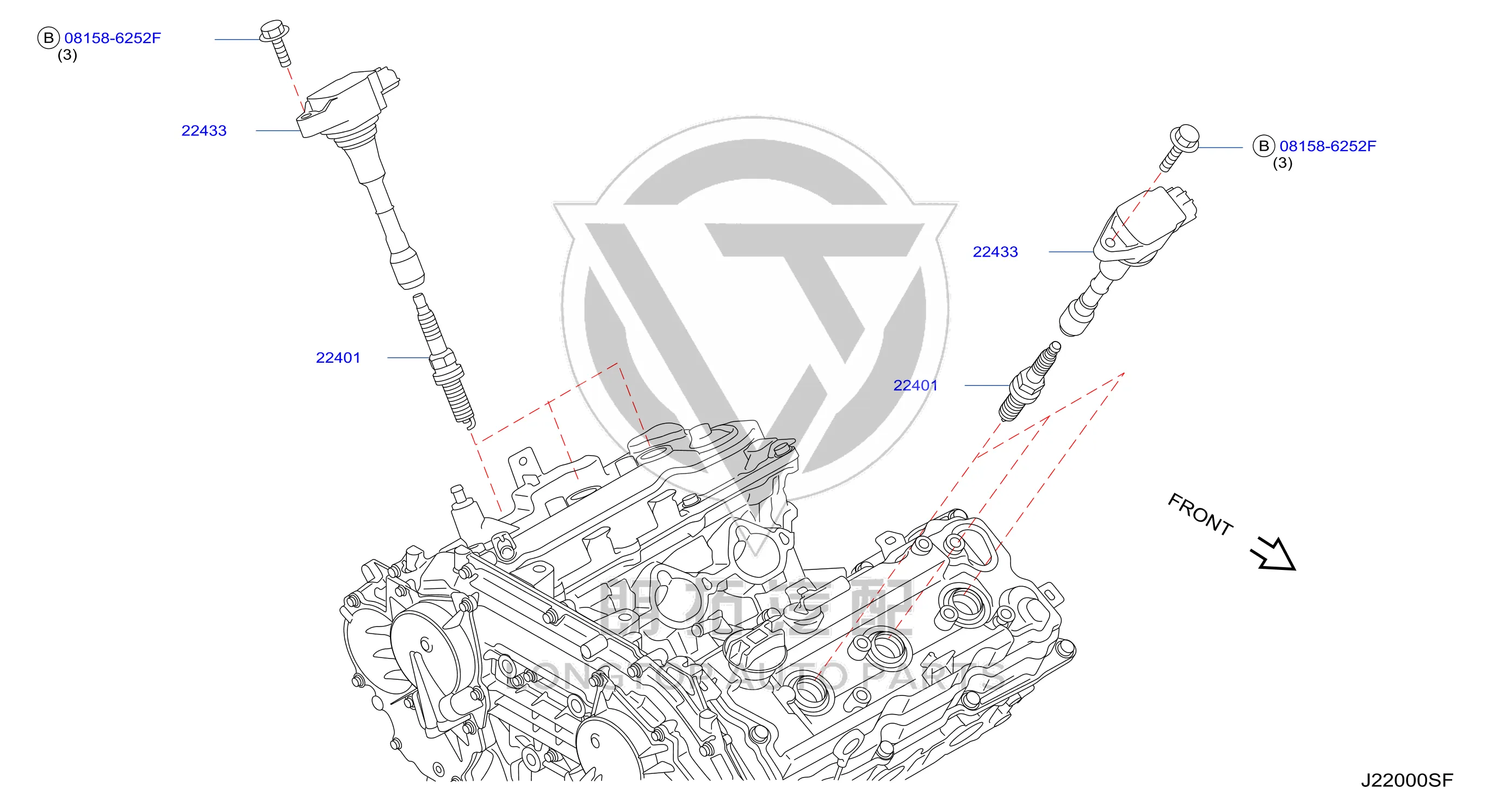 Ignition Coil (Right) 22448-JN10A 22448JN10A for Nissan