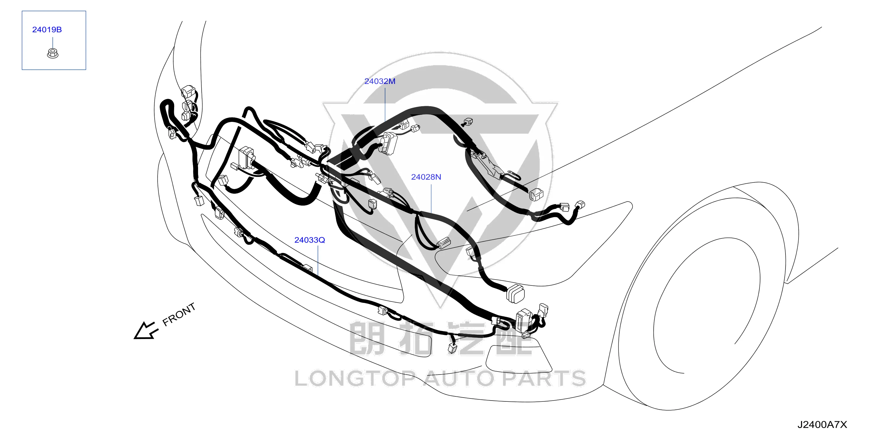Electric Eye Harness for Front Bumper 24033-6HK0A 240336HK0A for Infiniti