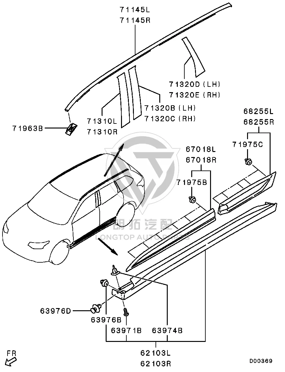 Front Door Frame Sticker 7410C-285XB 7410C285XB for Mitsubishi GF7W