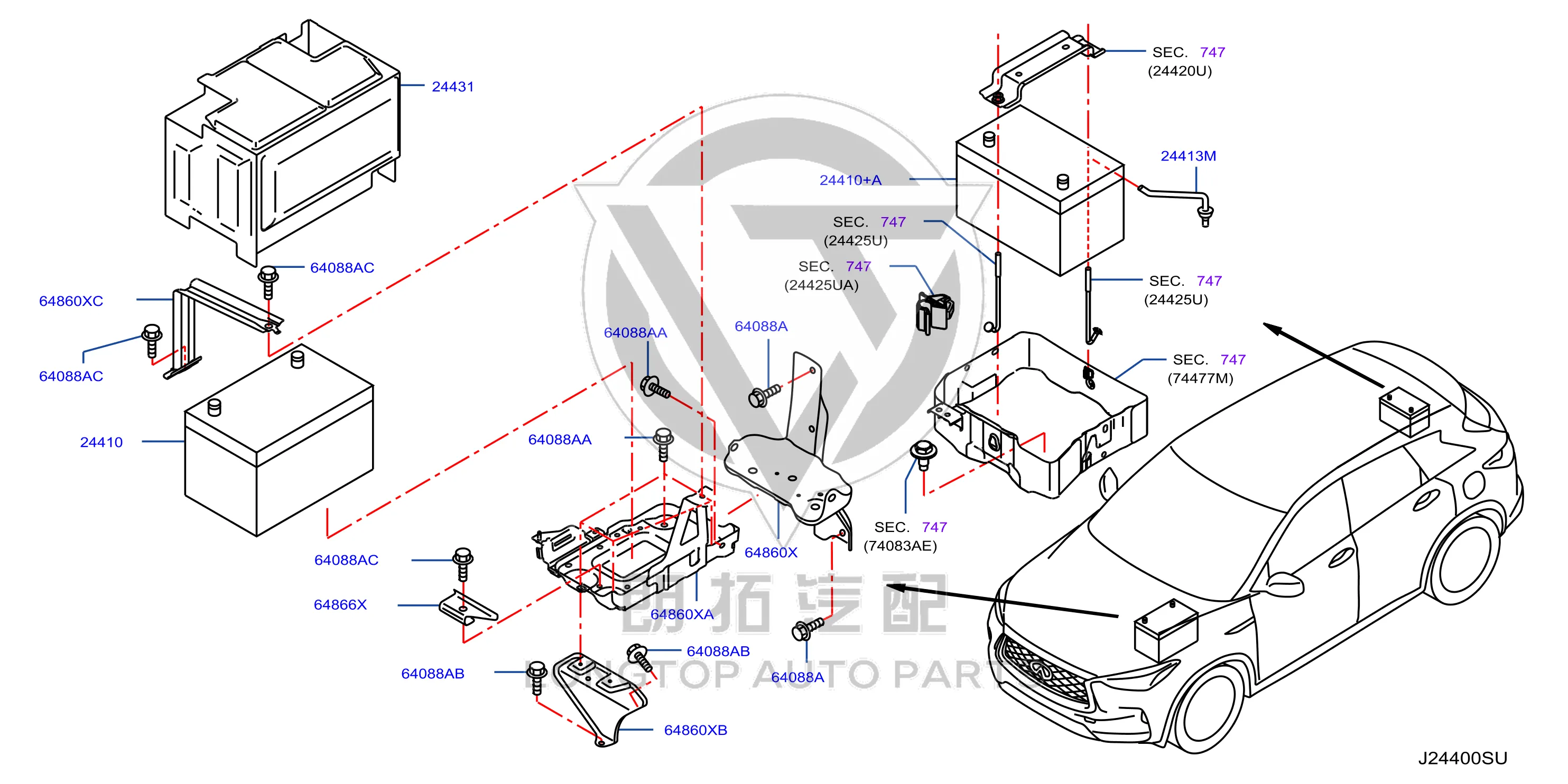 Rear Battery 24410-5NN0A 244105NN0A for Venucia
