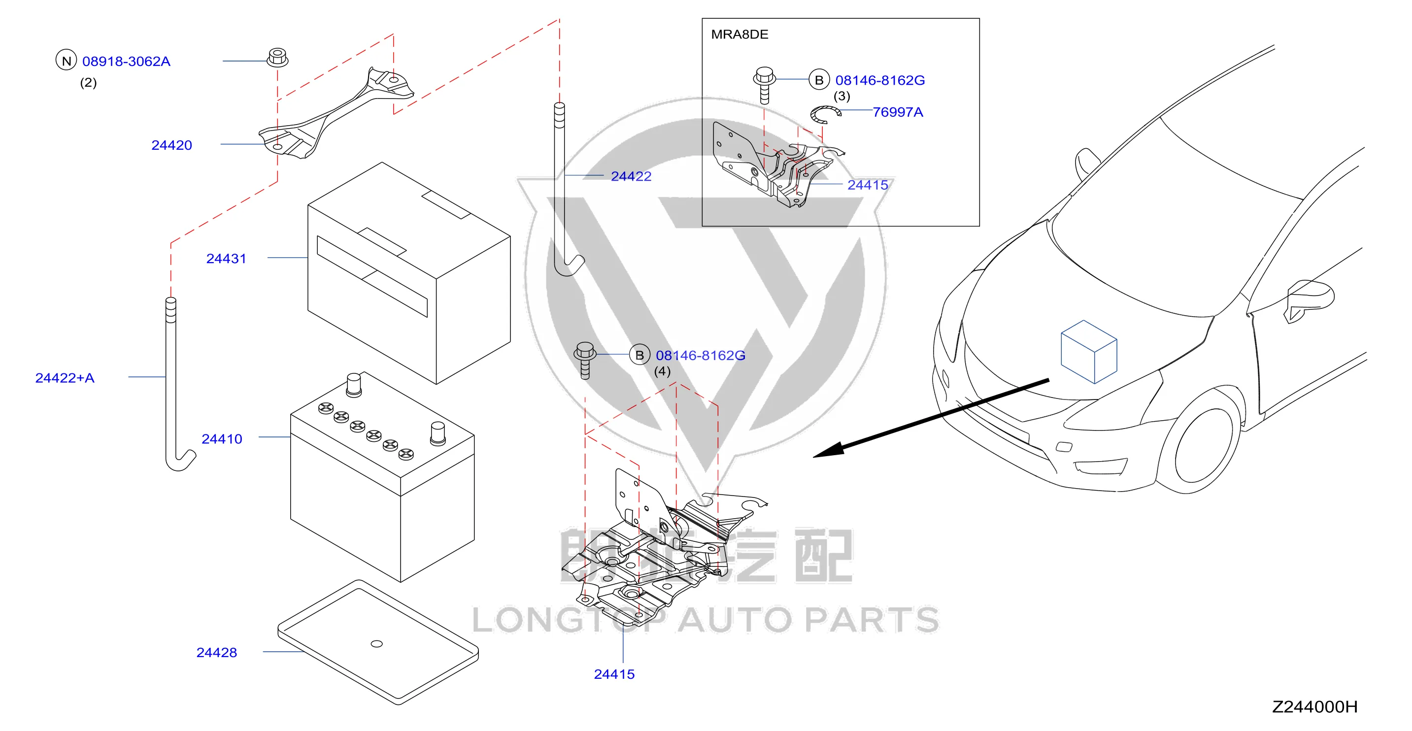 Storage Battery 24410-5US0B 244105US0B for Nissan