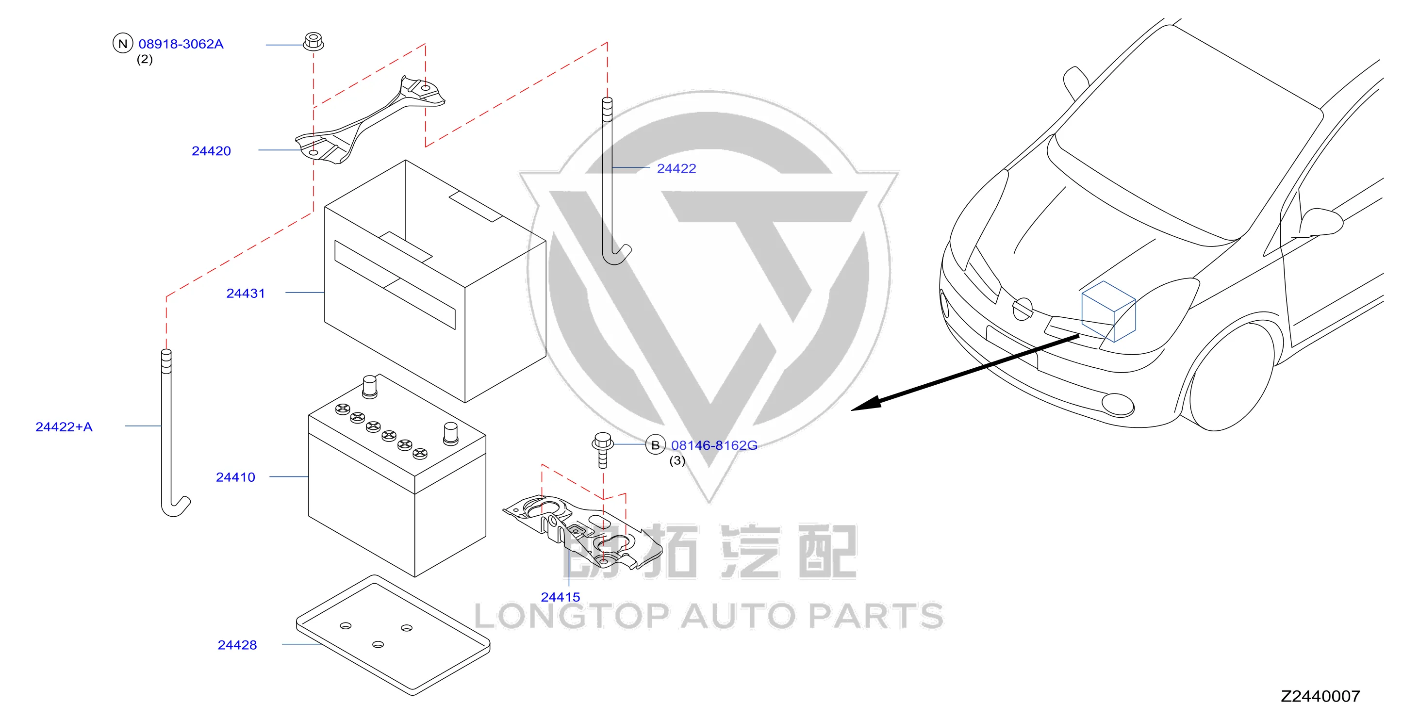 Storage Battery 24410-ED51A 24410ED51A for Nissan