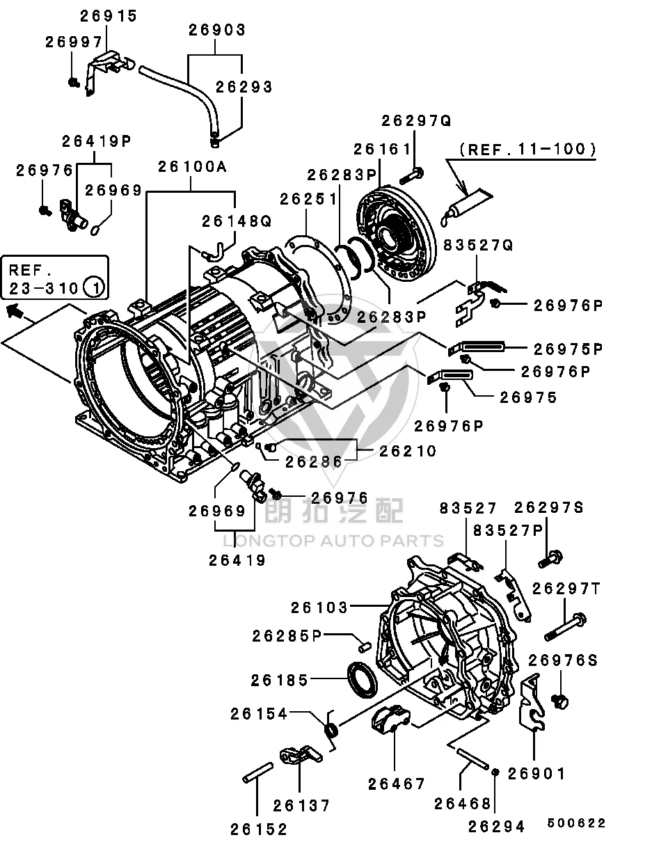 Transmission Housing (Rear) 2504A-027 2504A027 for Mitsubishi V87W