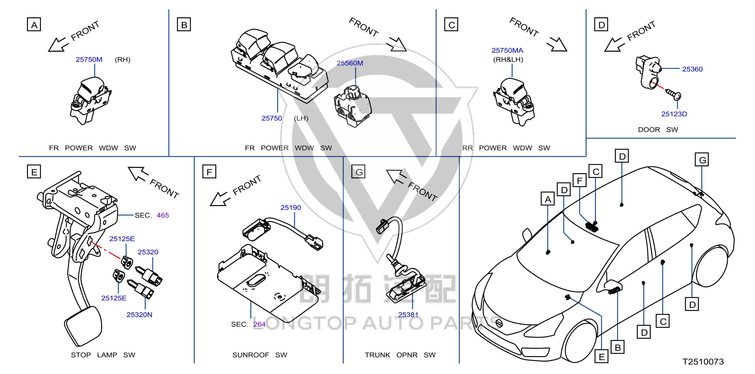 Parking light switch 25320-JN00A 25320JN00A for Nissan