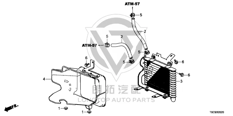 Transmission oil cooler 25500-6W1H0 255006W1H01 for Honda