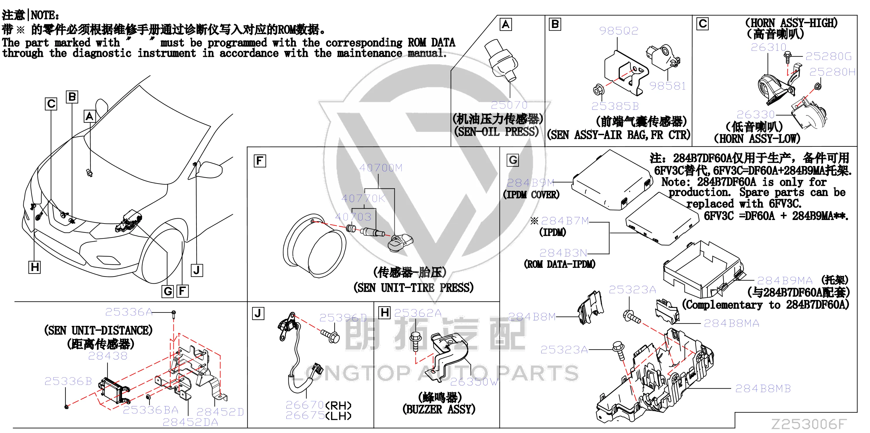 Ranging Radar Sensor (Front) 28438-5HK6C 284385HK6C for Nissan