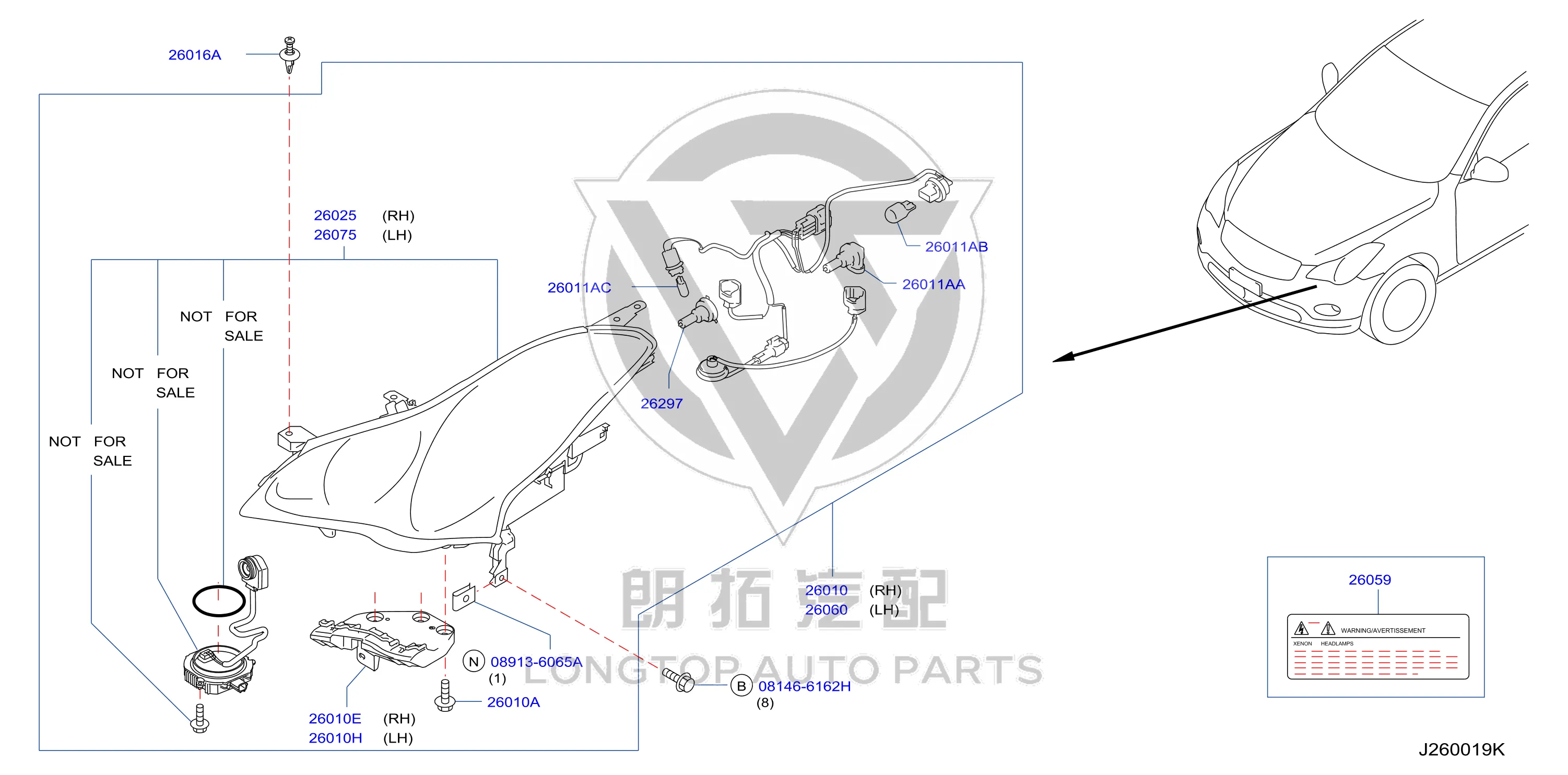 Headlight Mounting Bracket (Lower Right) 62228-1BA0A 622281BA0A for Infiniti