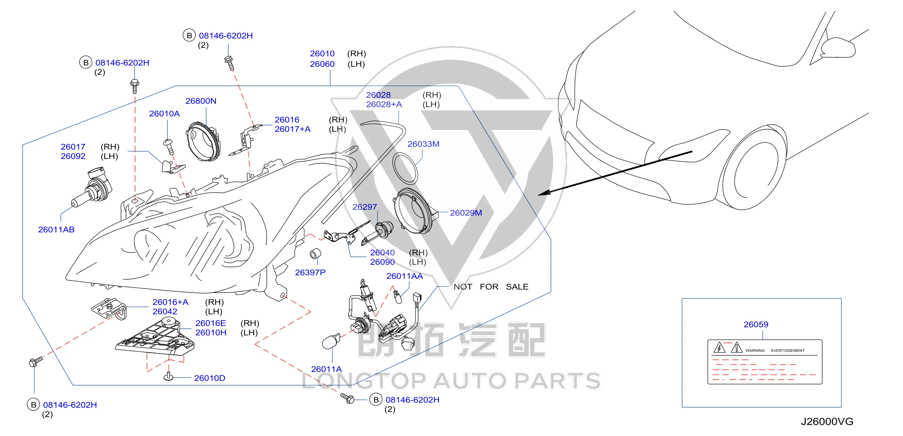 Headlamp Assembly (Left) 26060-4AN0D 260604AN0D for Infiniti
