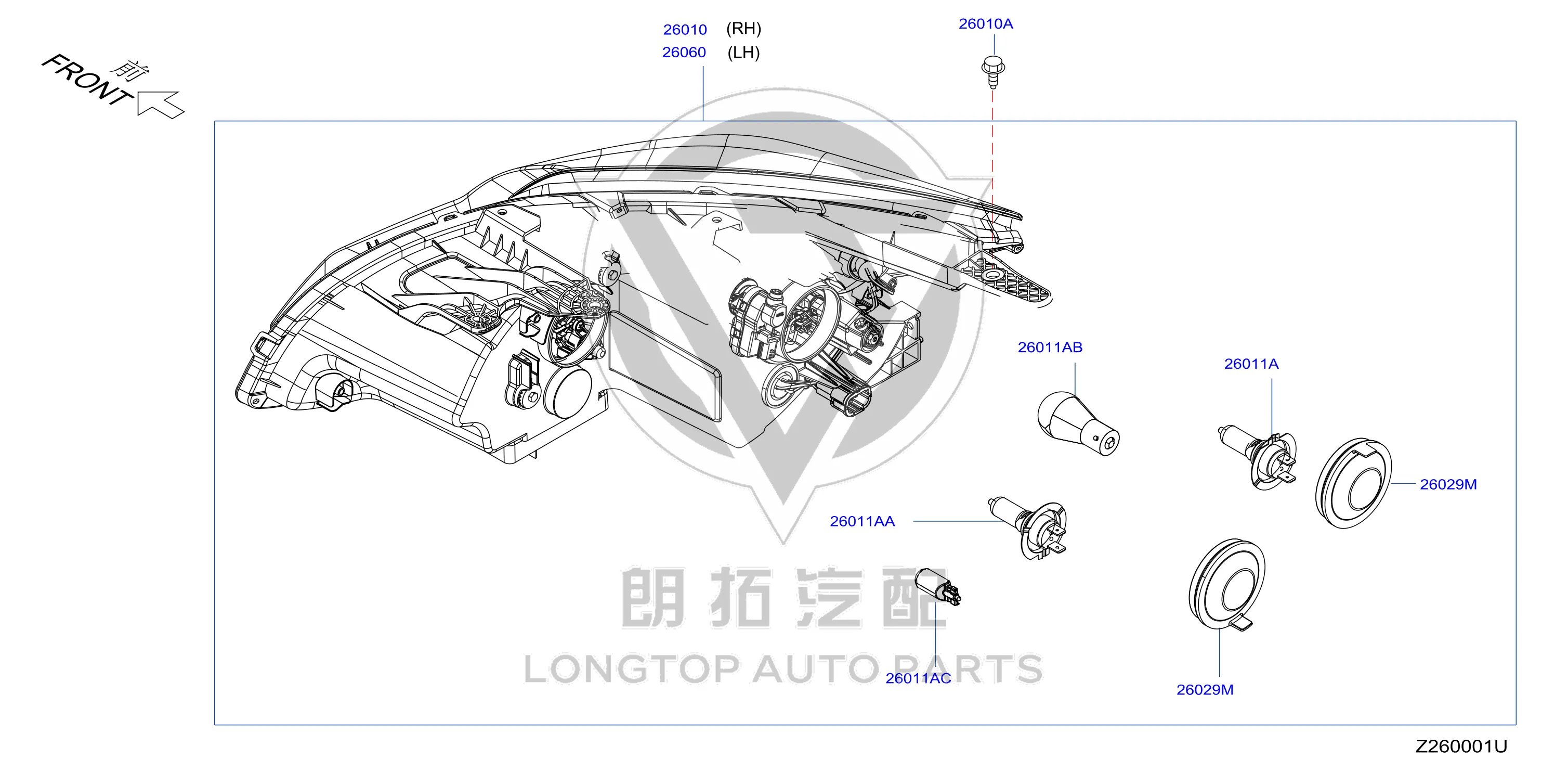 Headlamp Assembly (Left) 26060-2GD0B 260602GD0B for Venucia