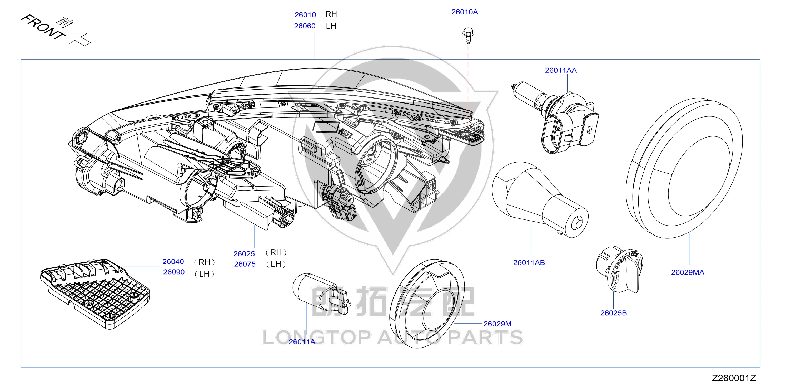 Front Headlight Subassembly (Left) 26075-2GG0A 260752GG0A for Venucia