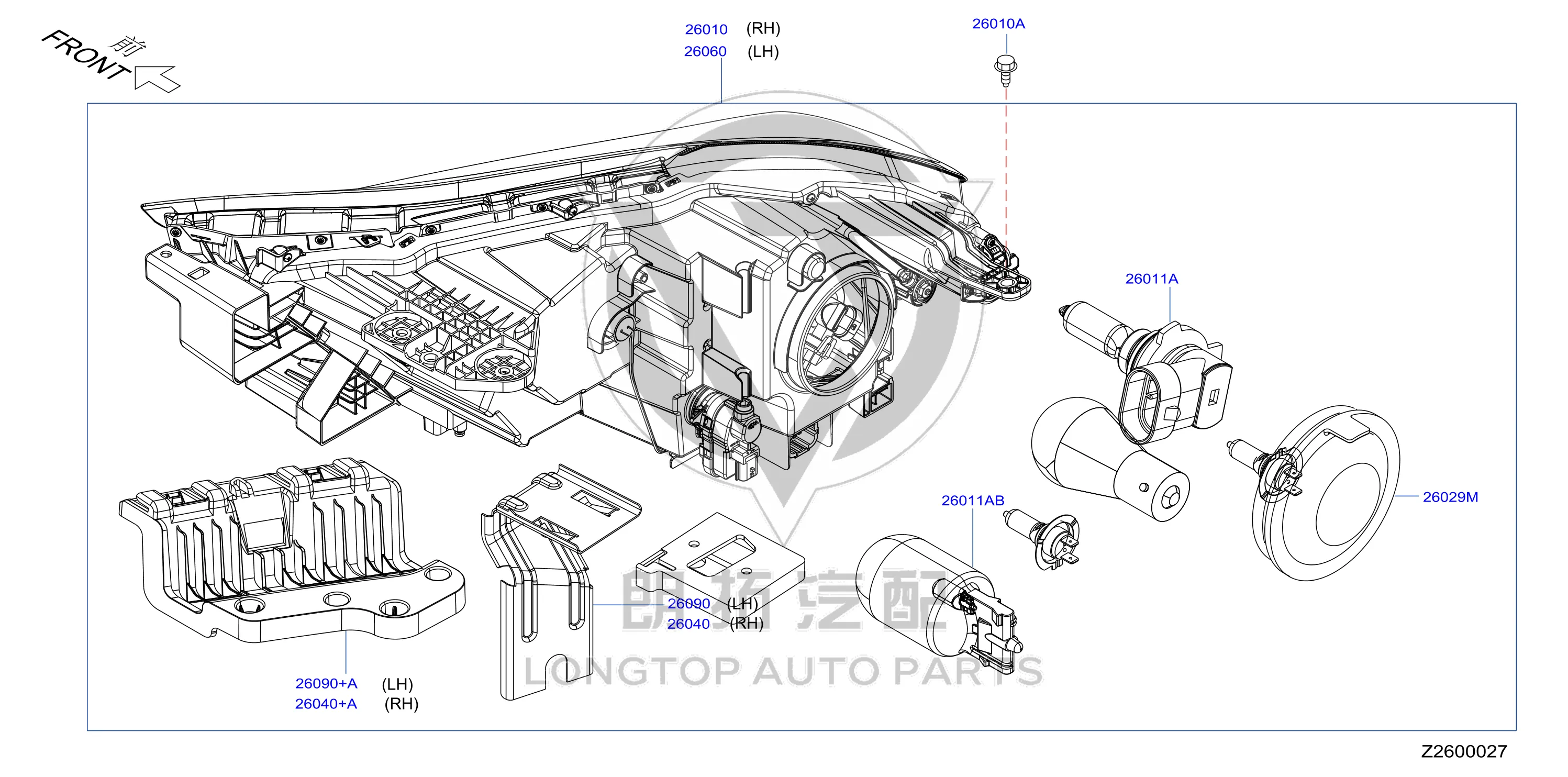 Headlamp Assembly (Left) 26060-2GL1A 260602GL1A for Venucia