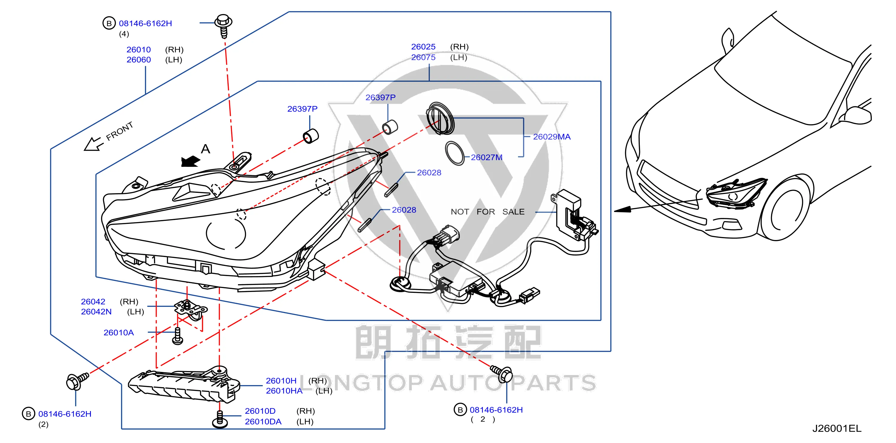 Headlamp Assembly (Left) 26060-4GR0A 260604GR0A for Infiniti