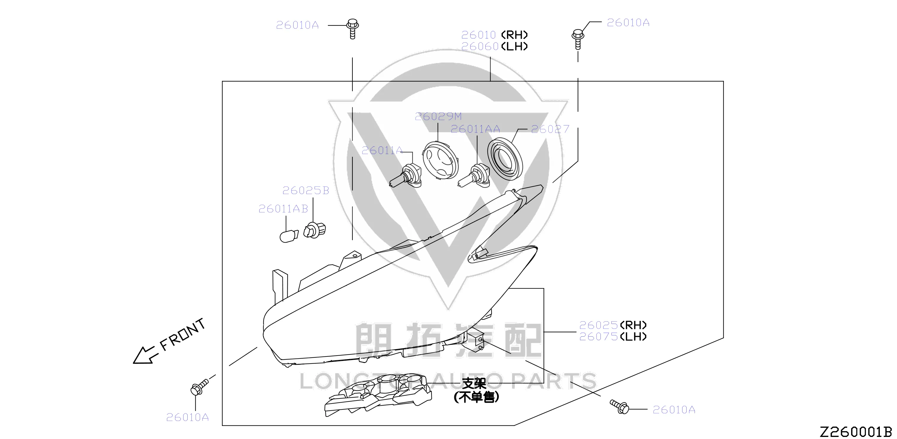 Headlamp Assembly (Left) 26060-5BC5A 260605BC5A for Nissan
