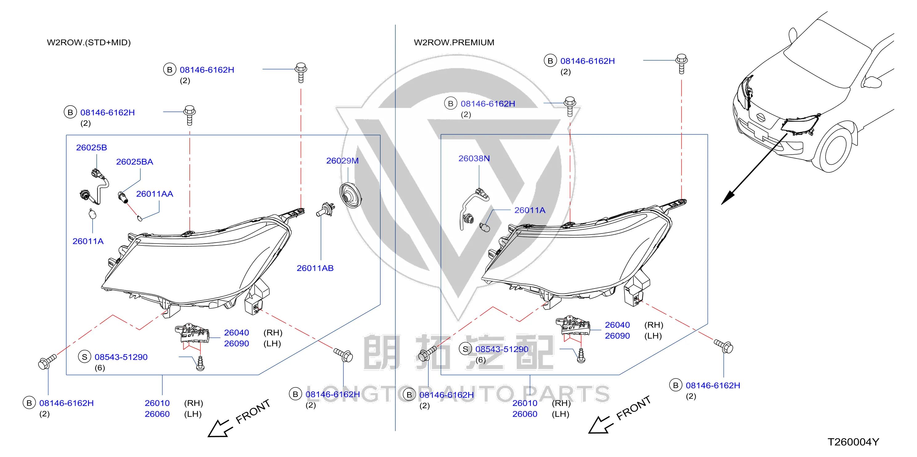 Headlamp Assembly (Left) 26060-5KE1A 260605KE1A for Nissan