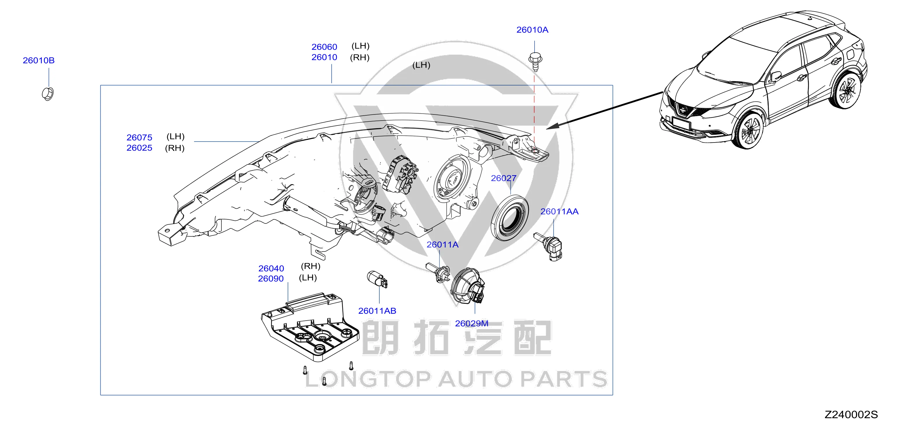 Headlamp Assembly (Left) 26060-2JC5A 260602JC5A for Nissan
