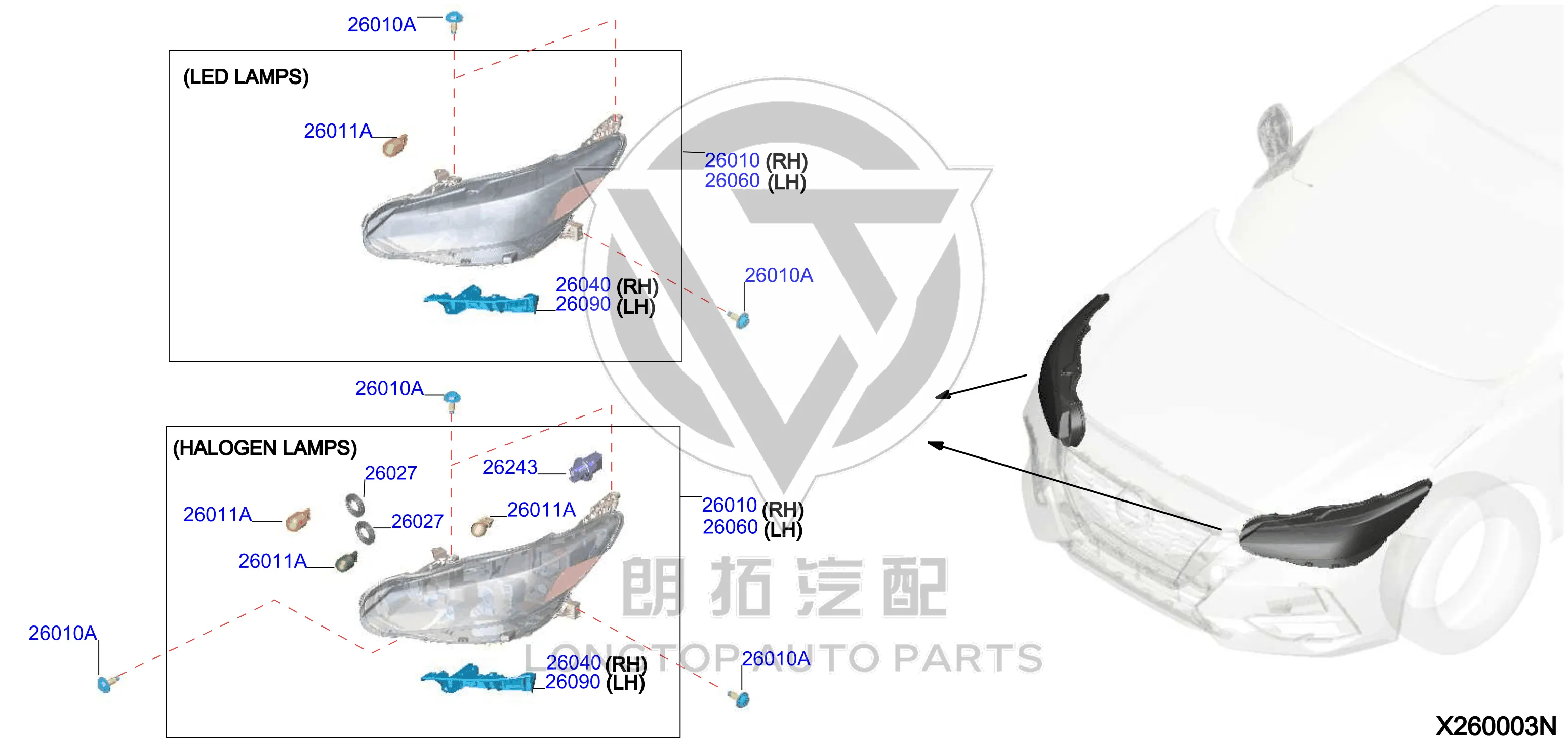 Headlamp Bracket (Right) 26042-6LA0A 260426LA0A for Nissan