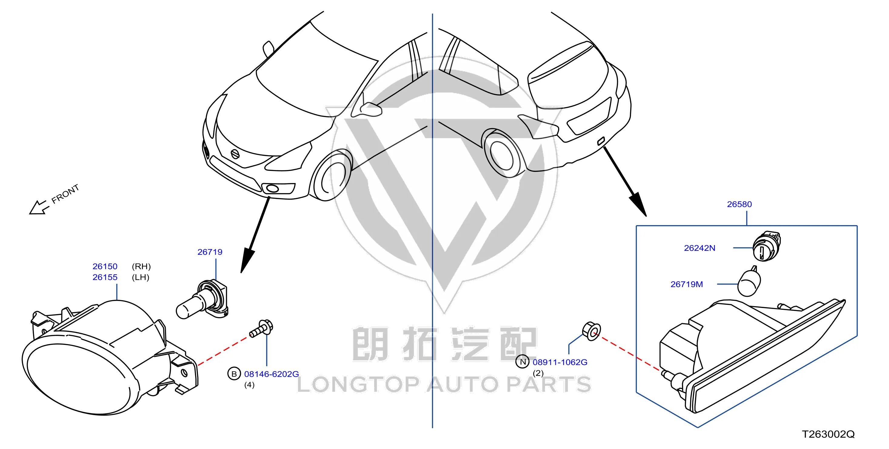 Rear Fog Lamp 26580-EW80A 26580EW80A for Nissan