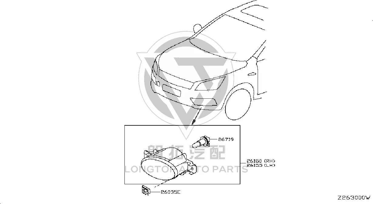 Front Fog Lamp (Left) 26155-2FL0A 261552FL0A for Venucia