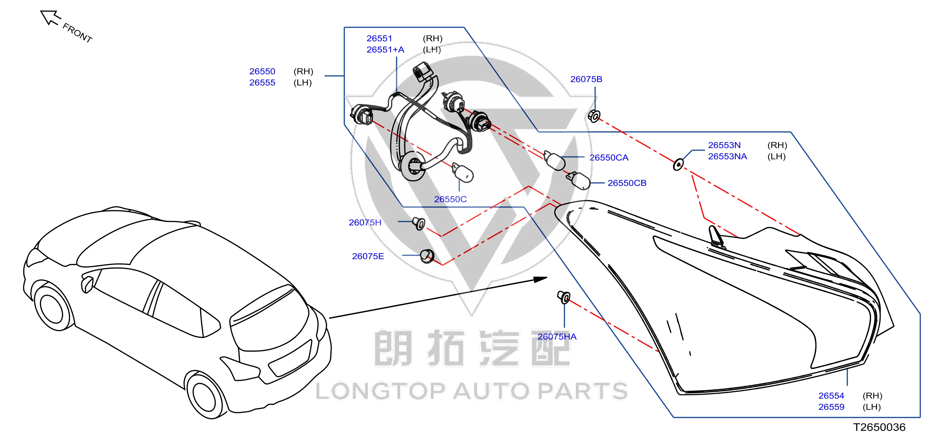 Snap fastener 26398-2DU0B 263982DU0B for Nissan
