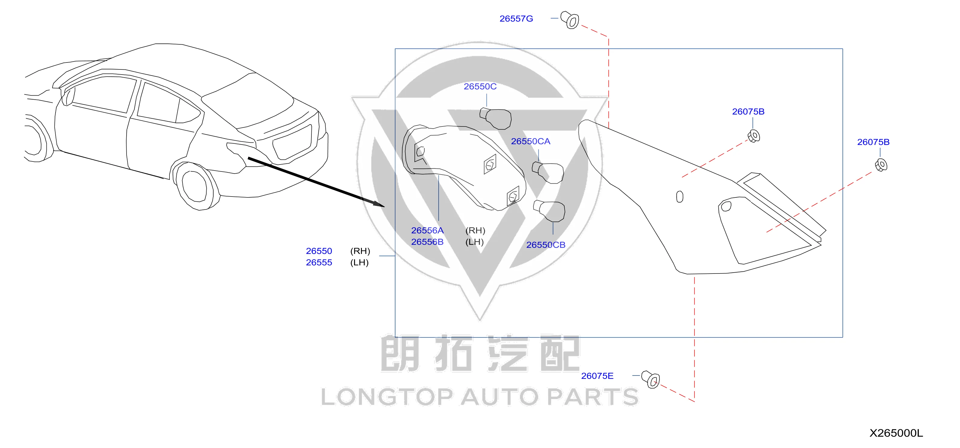 Tail Lamp Assembly (Right) 26550-3AW0A 265503AW0A for Nissan