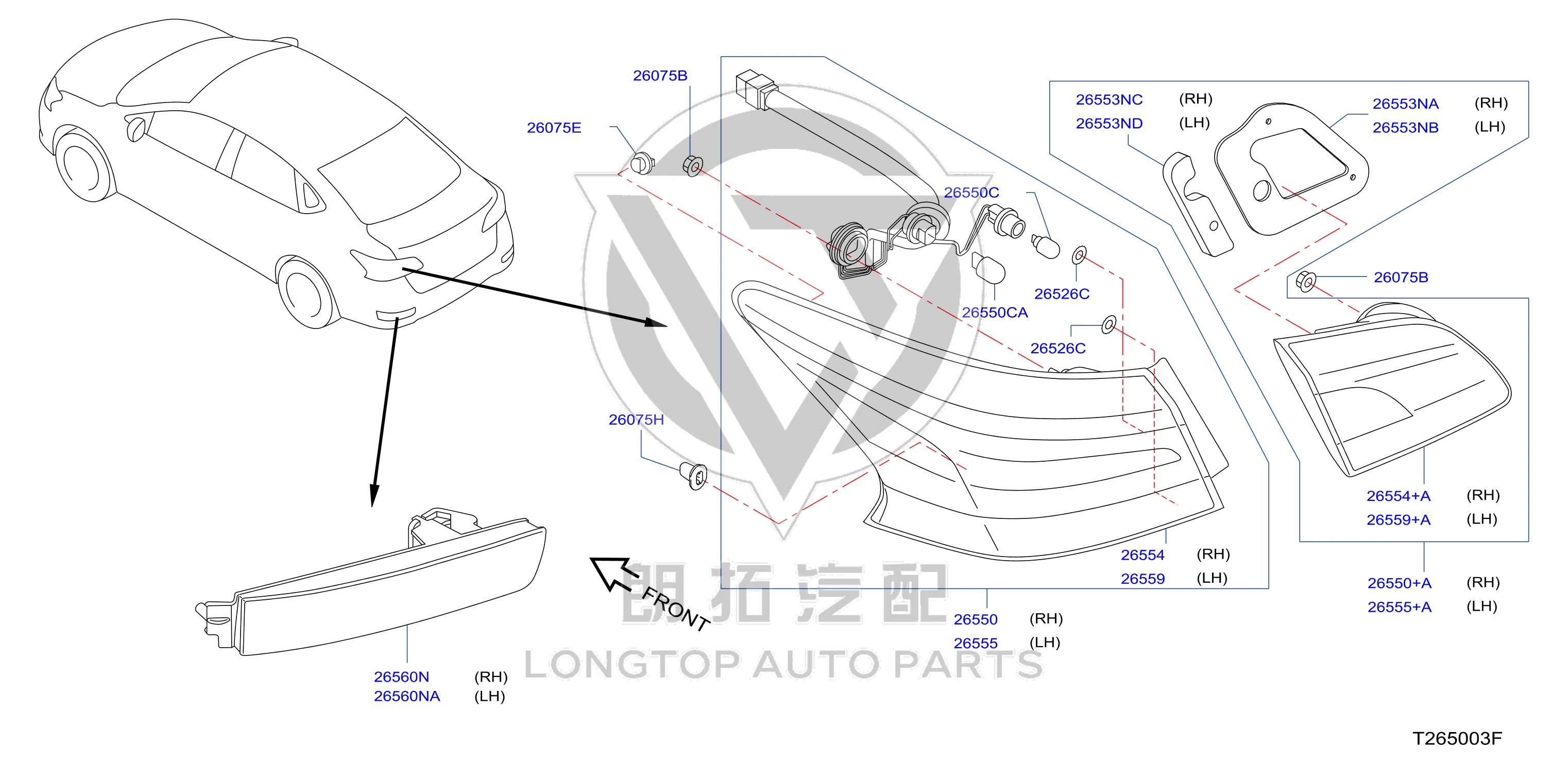 Interior Tail Light Sub-Assembly 26559-3RA5A 265593RA5A for Nissan