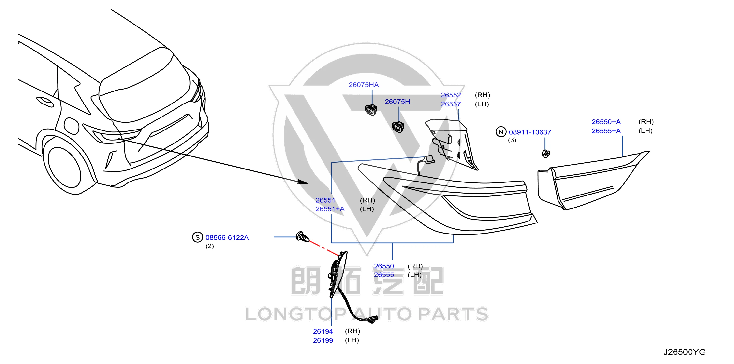 Outer Tail Lamp Assembly (Left) 26555-5NN0A 265555NN0A for Infiniti