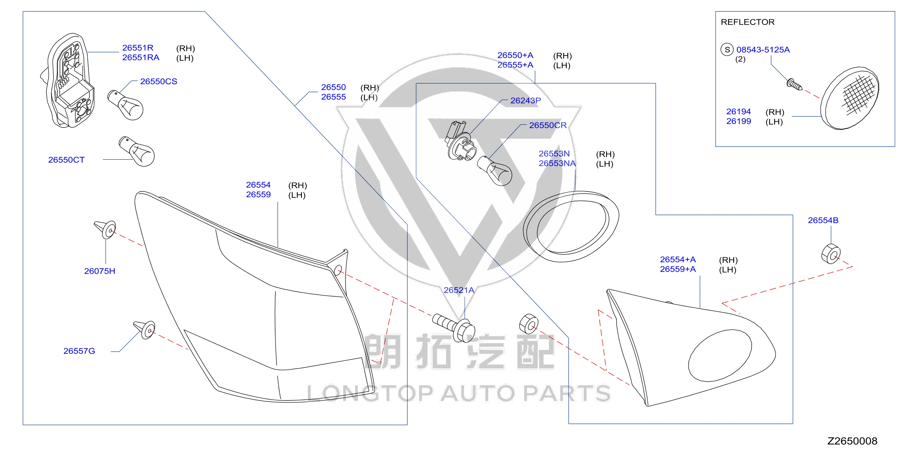 Outer Tail Lamp Assembly 26555-JE20A 26555JE20A for Nissan