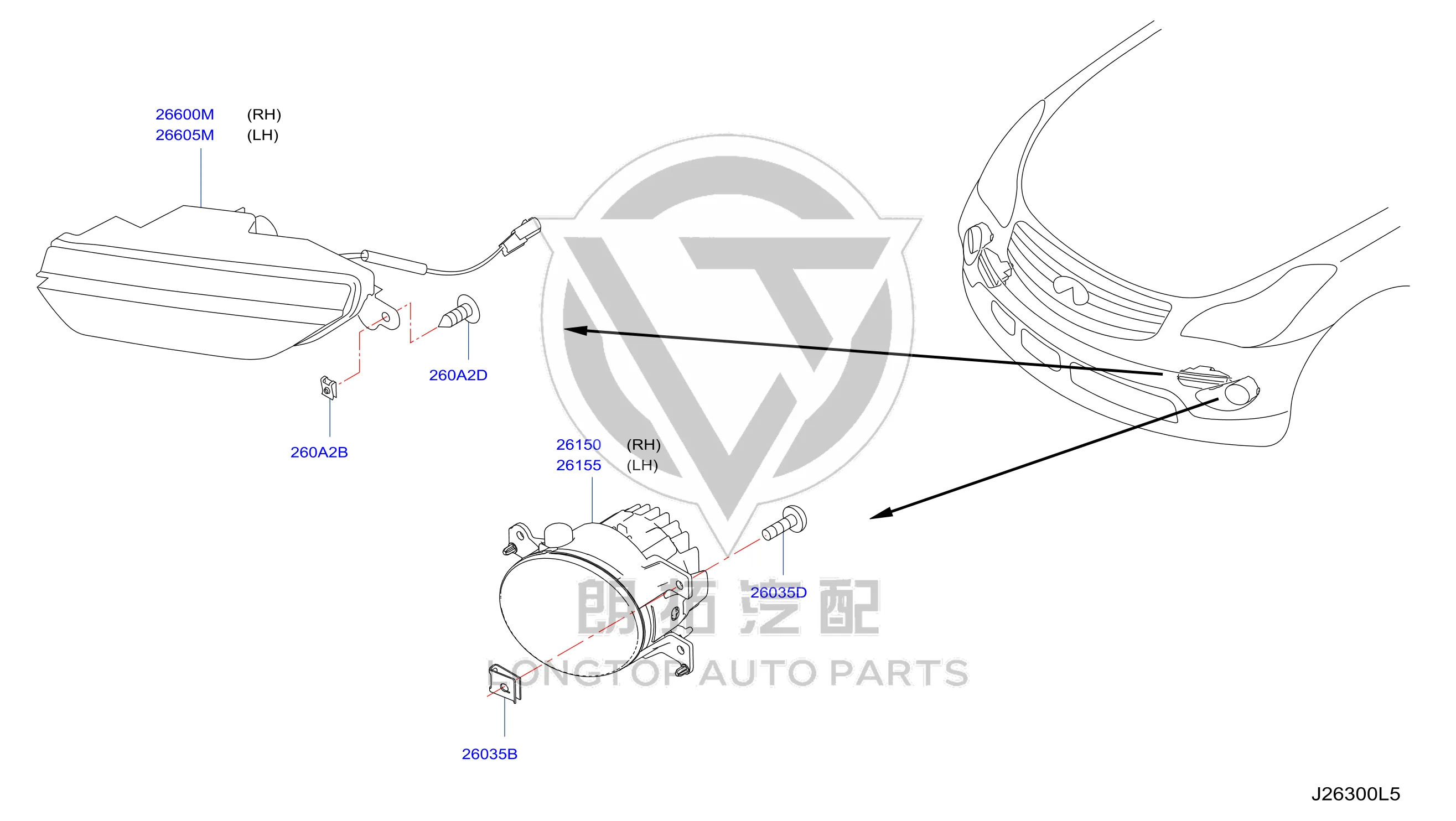 Daytime Running Light (Left) 26605-5UA0A 266055UA0A for Infiniti