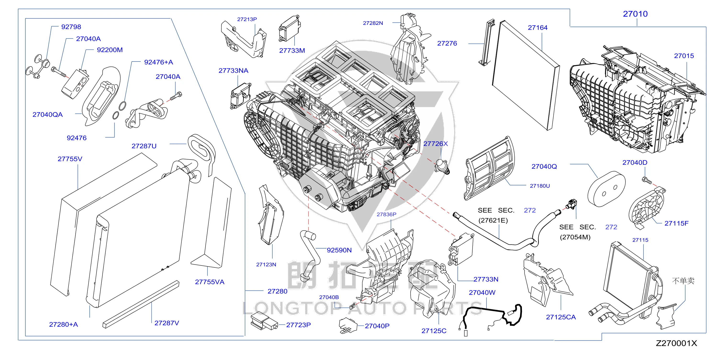 Evaporator Core Assembly 27280-3TT0A 272803TT0A for Nissan