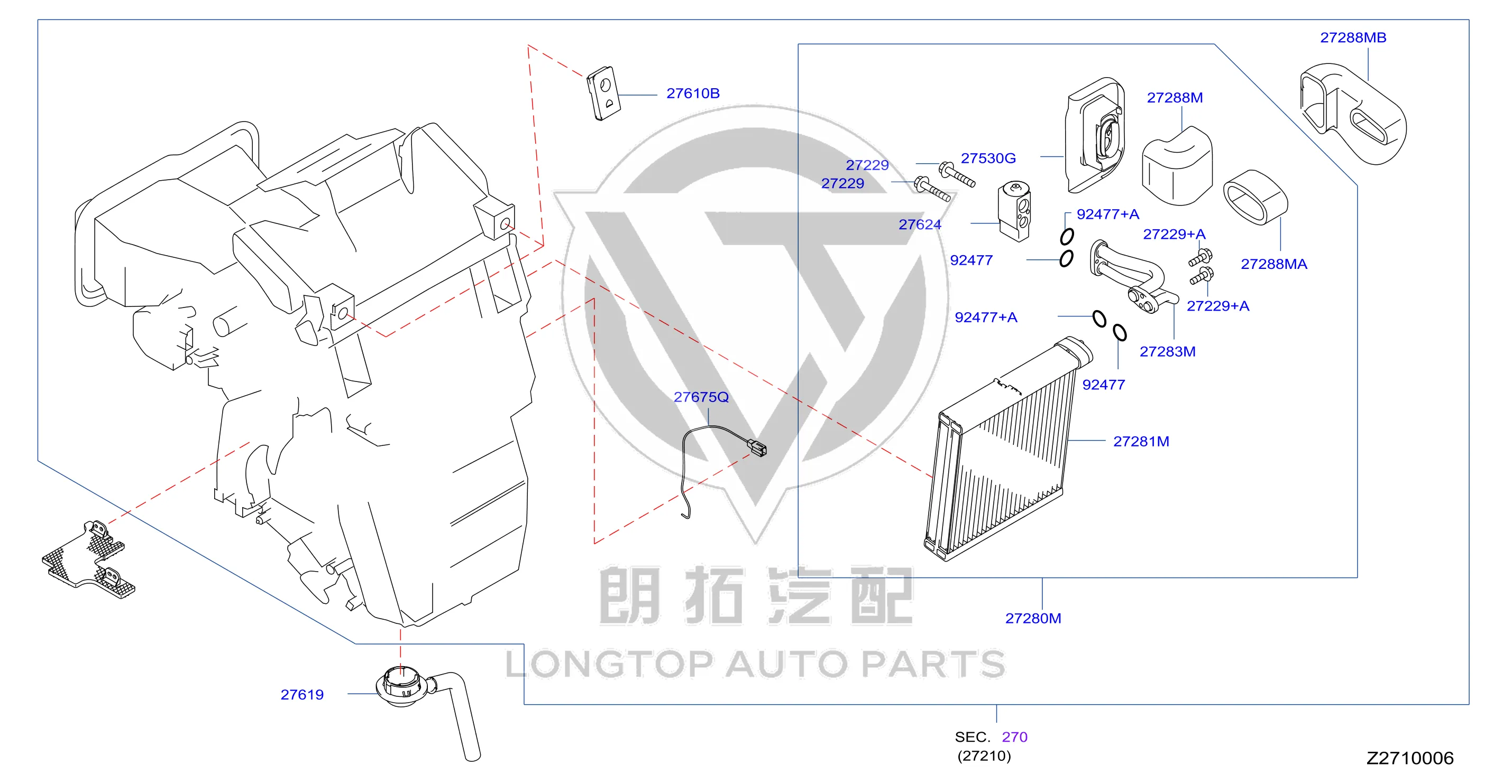 Evaporator Core 27281-ED50A 27281ED50A for Nissan