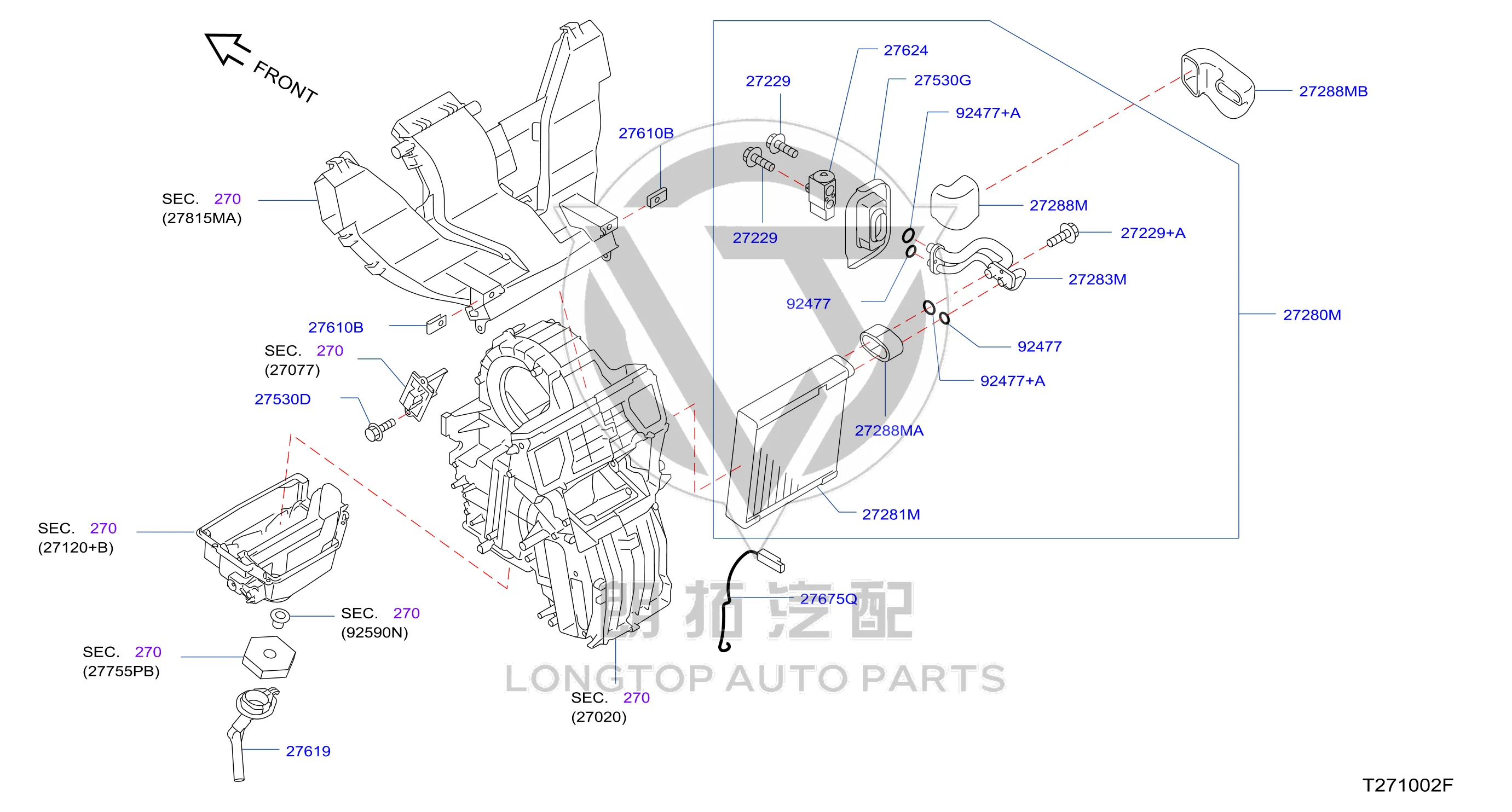 Evaporator Core Assembly 27280-ED50C 27280ED50C for Nissan