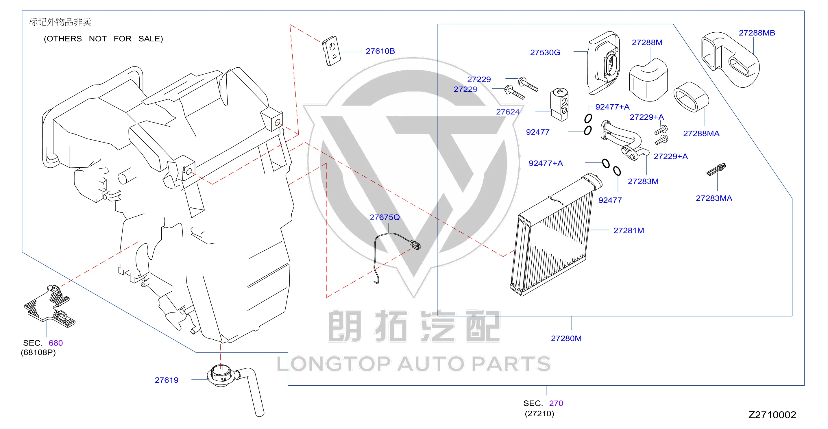 Evaporator Core 27281-EW00C 27281EW00C for Nissan