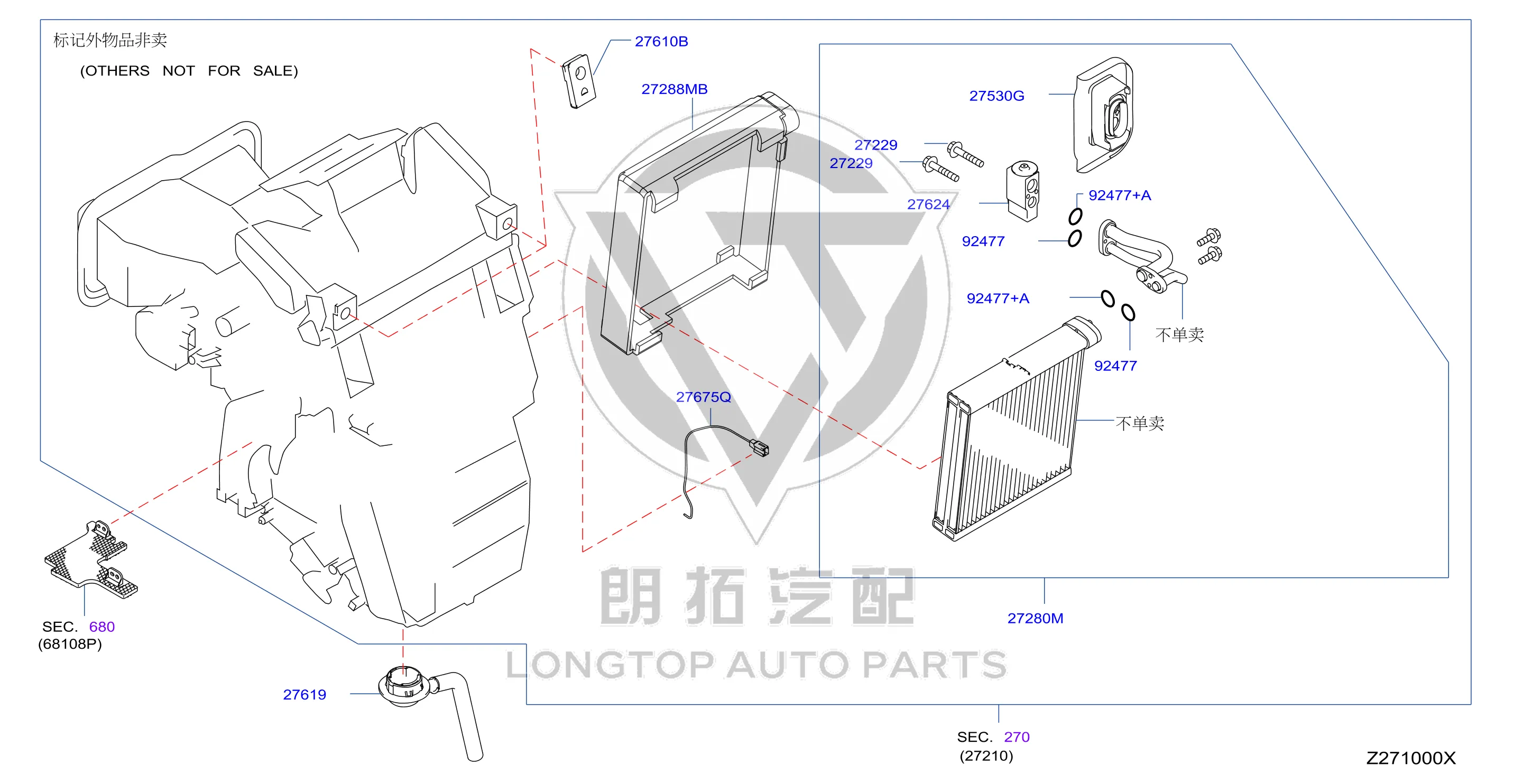 Evaporator Core Assembly 27280-EW80B 27280EW80B for Nissan
