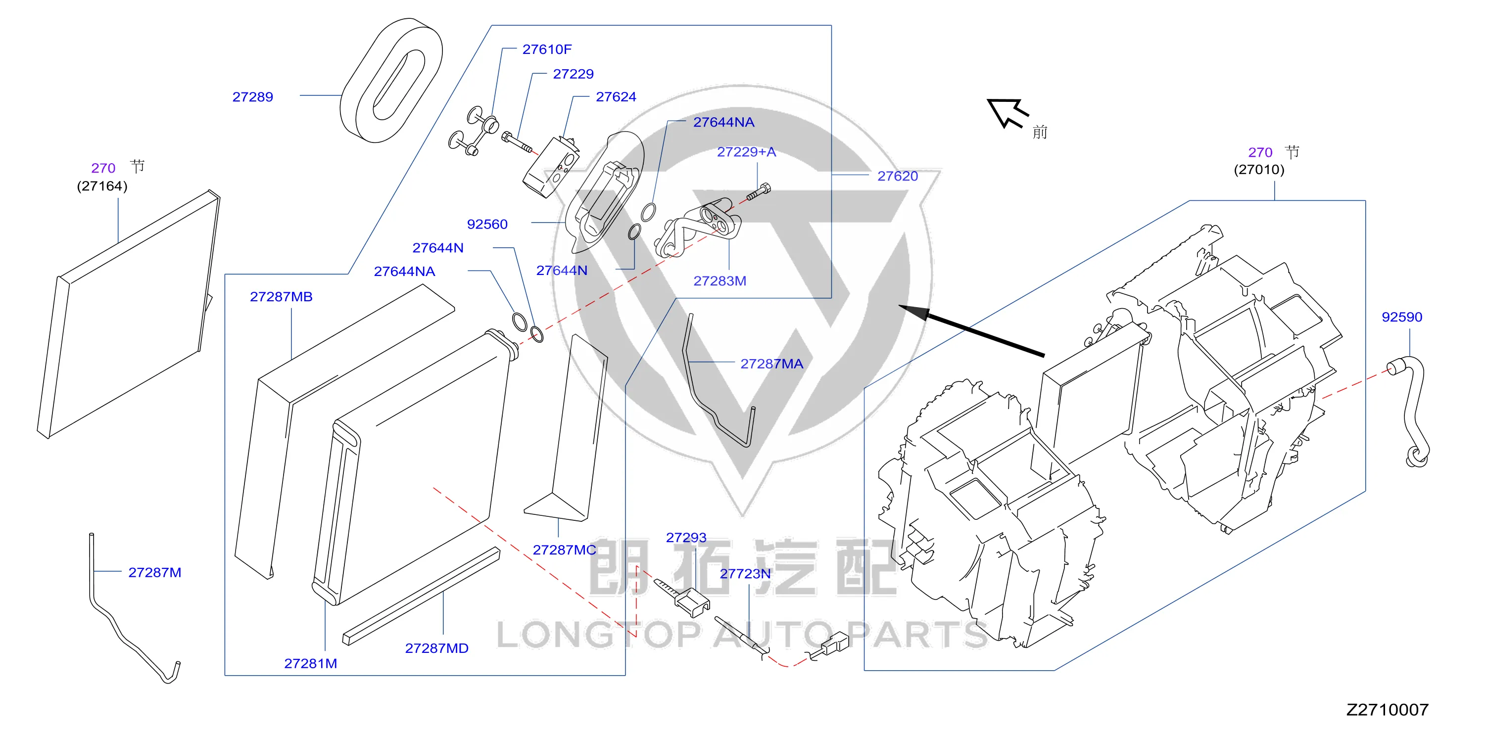 Evaporator Core Assembly 27280-JN00A 27280JN00A for Nissan
