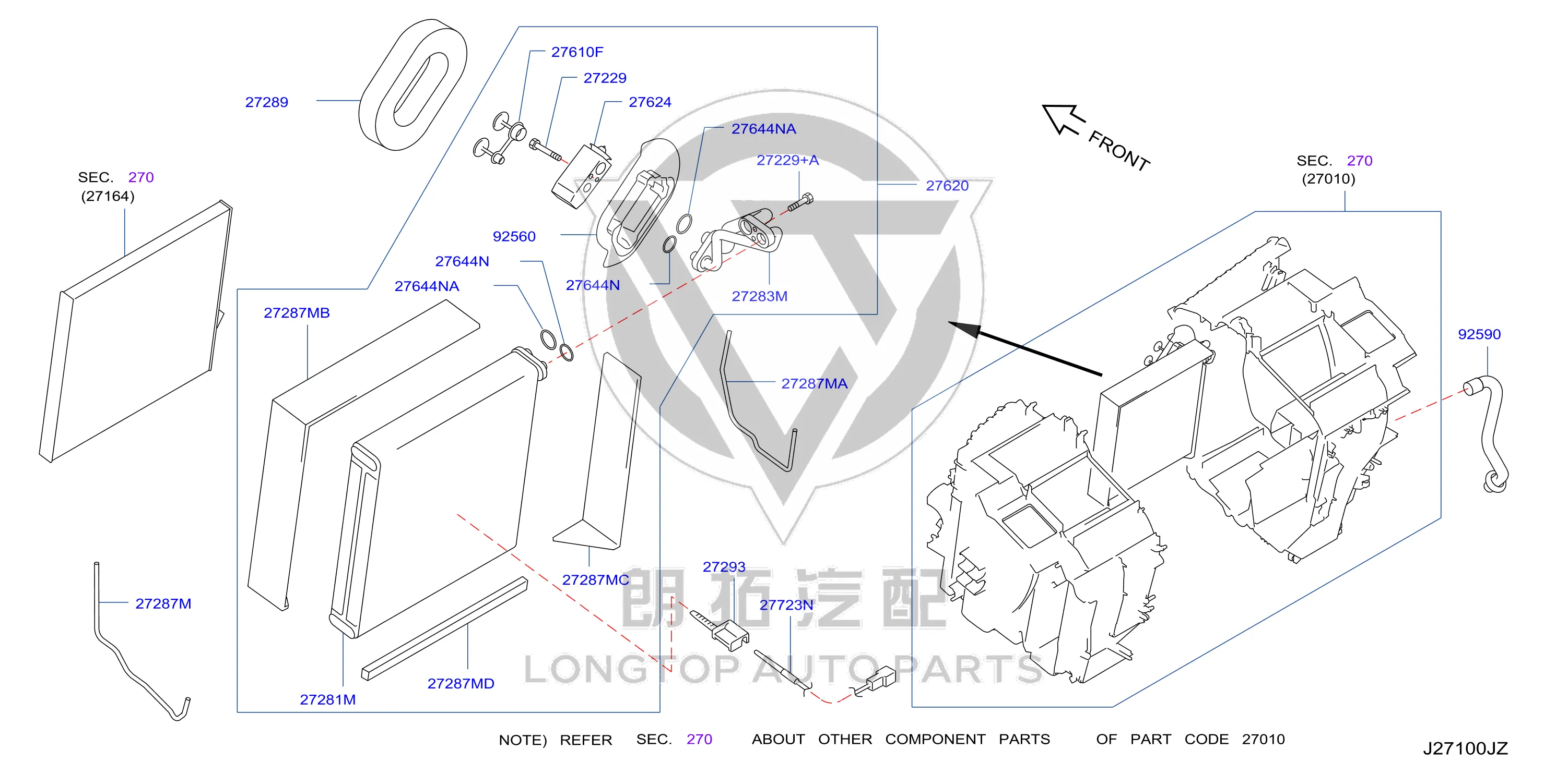 Evaporator Core 27281-JN30A 27281JN30A for Nissan