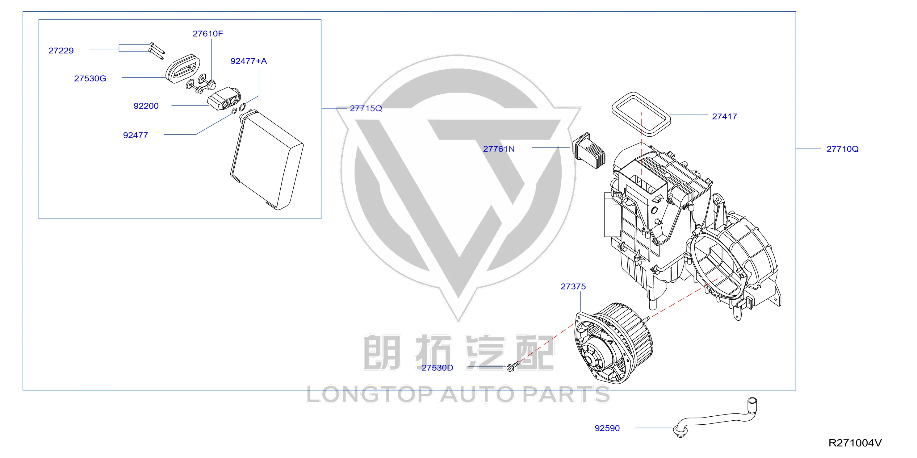 Evaporator Core (Rear) 27410-3JV0C 274103JV0C for Nissan