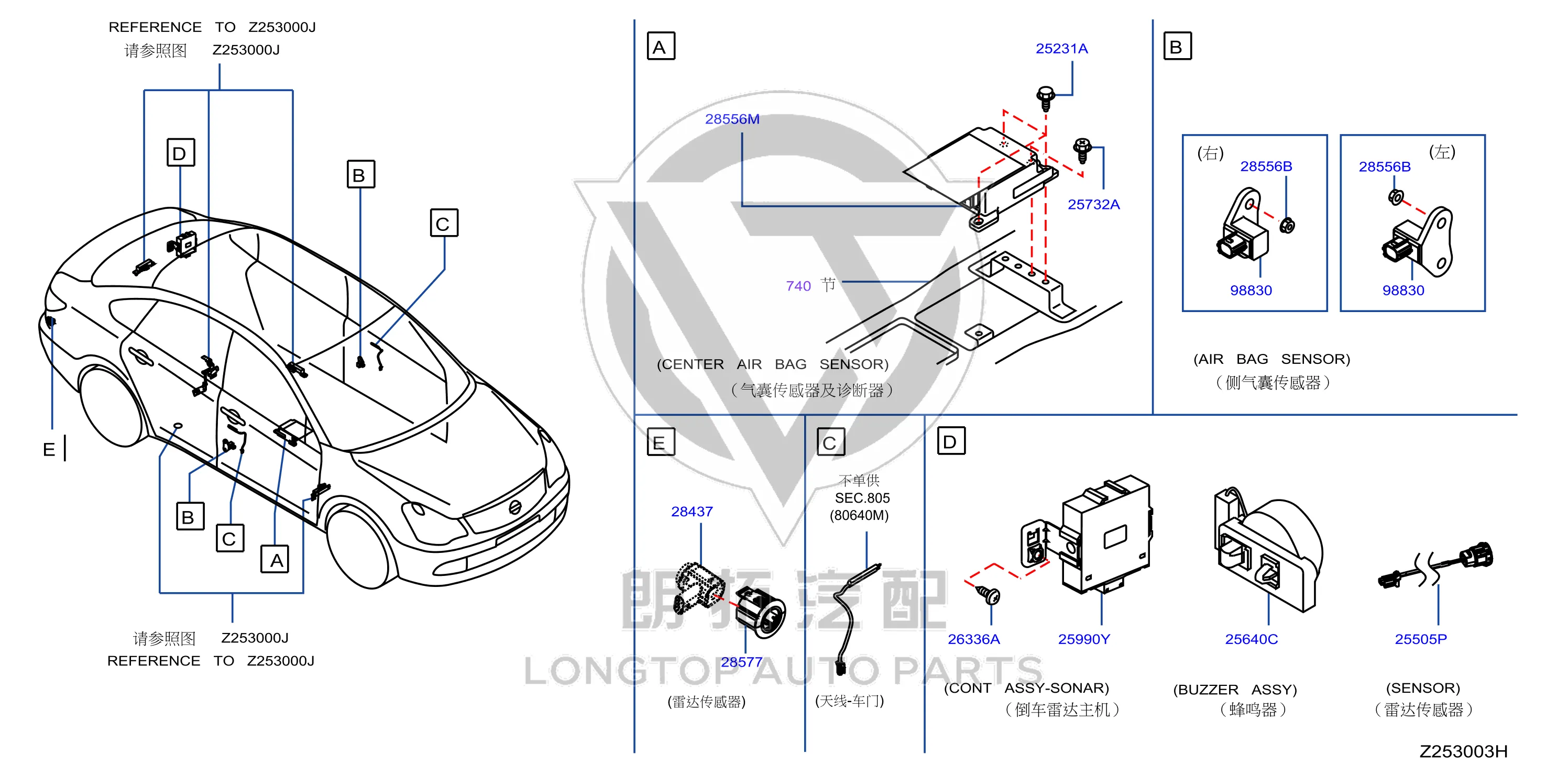 Rear Bumper Radar Sensor 28438-2GE5B 284382GE5B for Nissan
