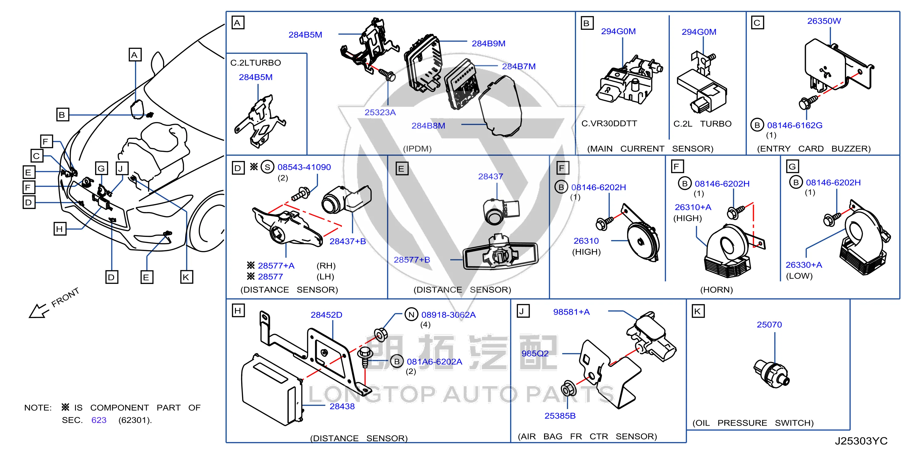 Distance Sensor Assembly 28438-4BA5C 284384BA5C for Infiniti